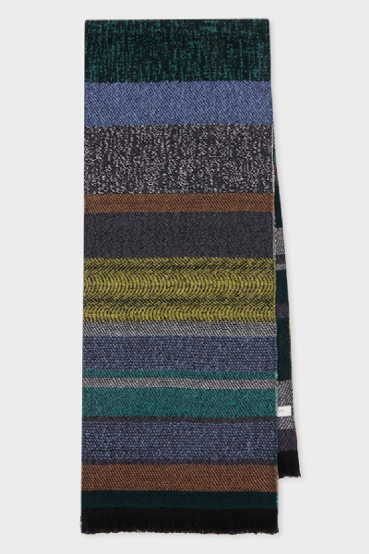 MEN SCARF MOHAIR STRIPE PETROL GREEN 1