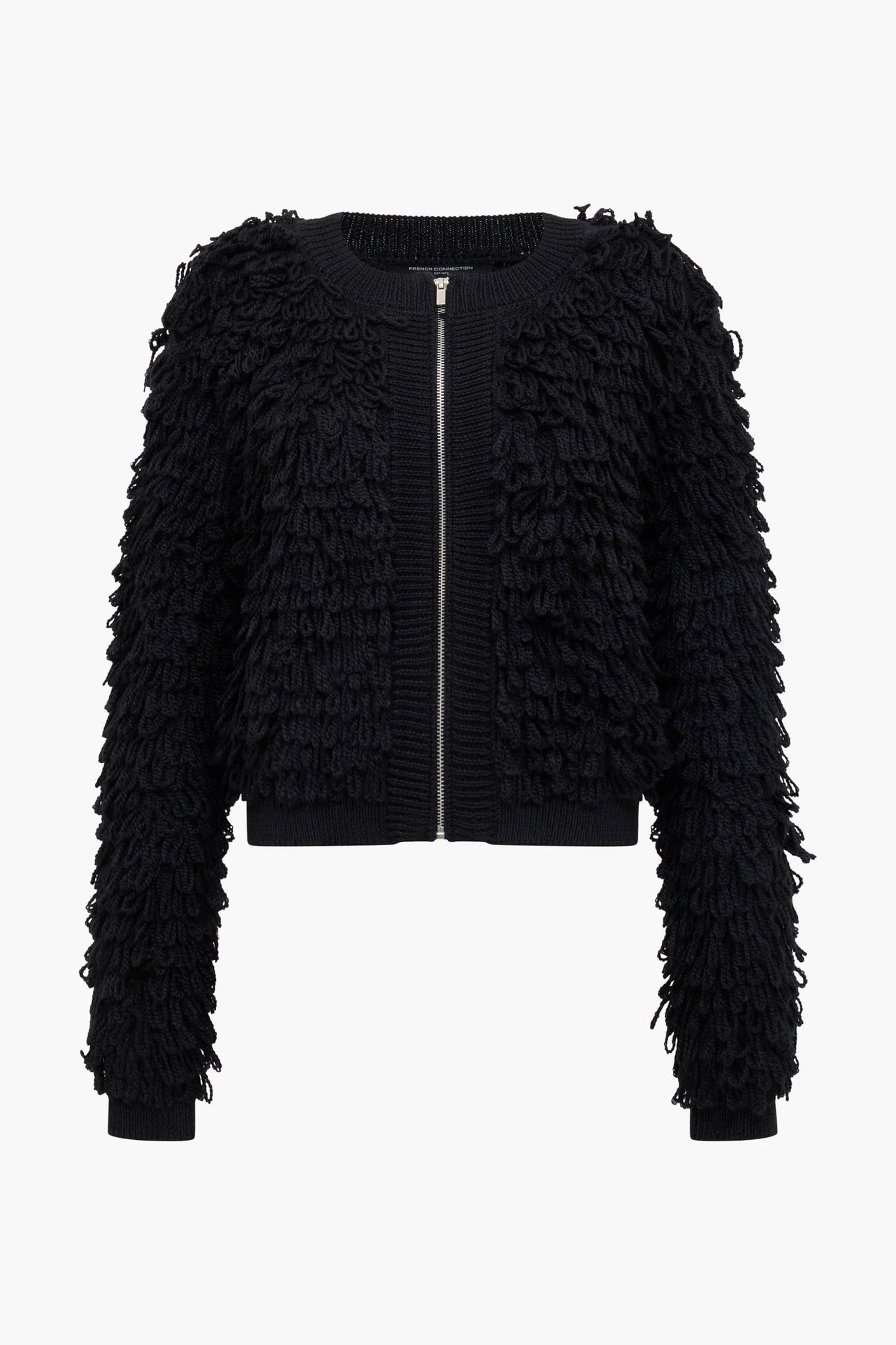 MALI LOOPED FRINGE KNIT JACKET BLACK BLACK 2