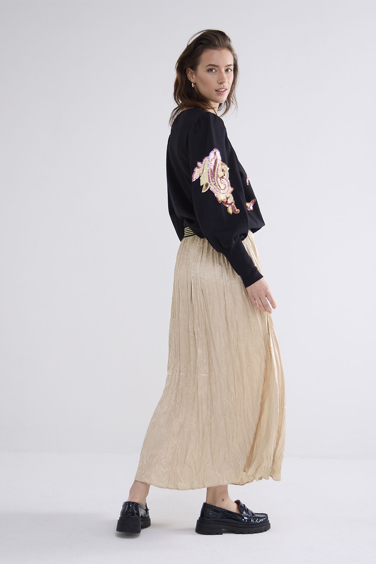 SKIRT LAMEE METALLIC CRINCKLE GOLD 2