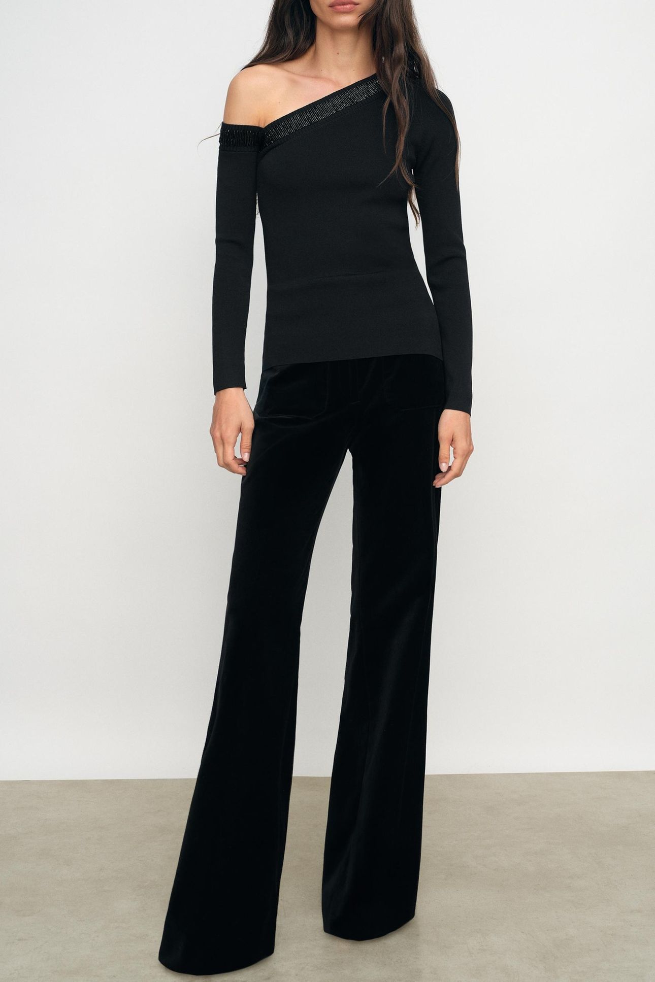 OFF SHOULDER BEADED TOP BLACK 2