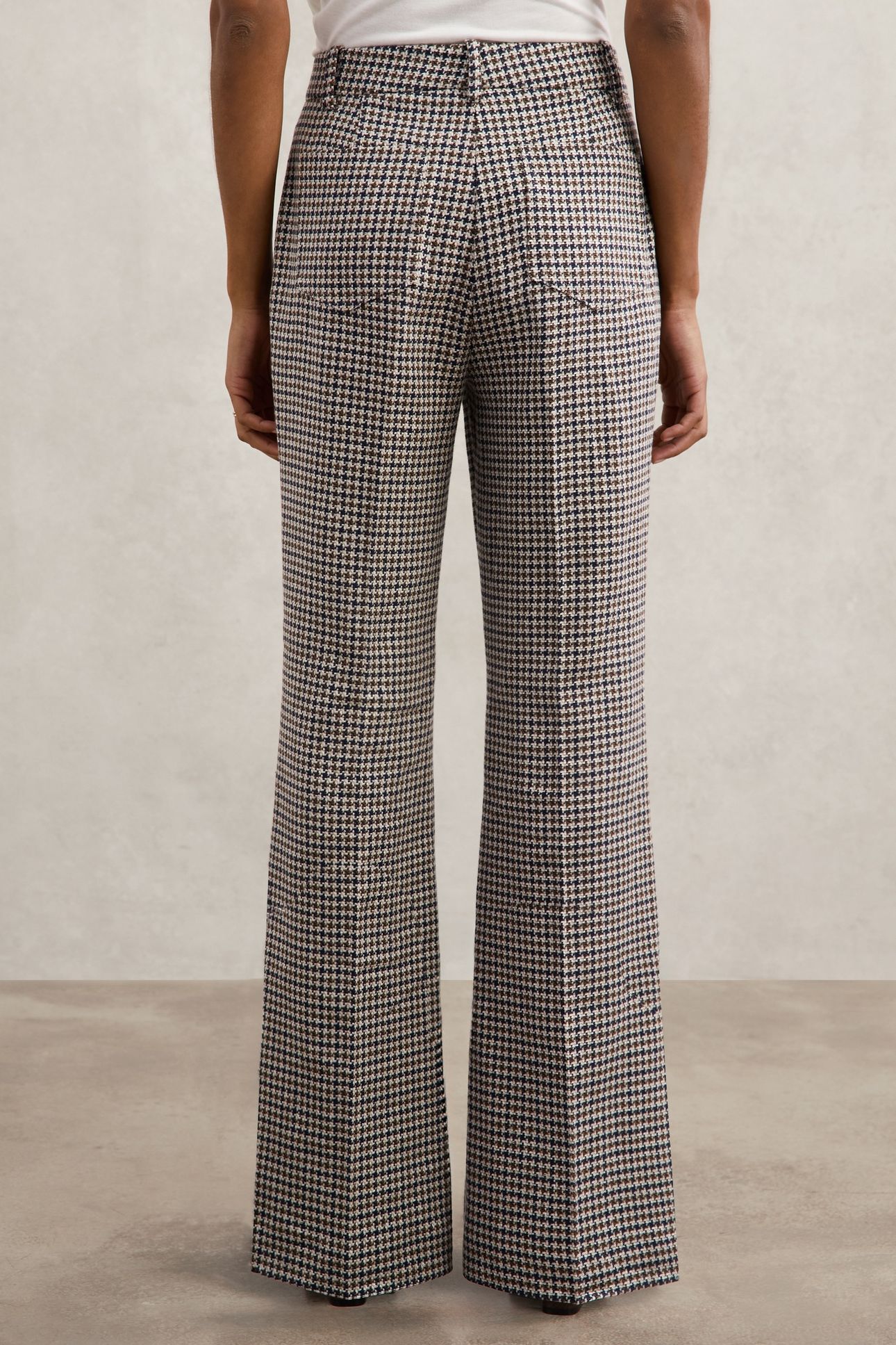 CHECK FLARE LEG TROUSER NAVY NEUTRAL CHECK 4