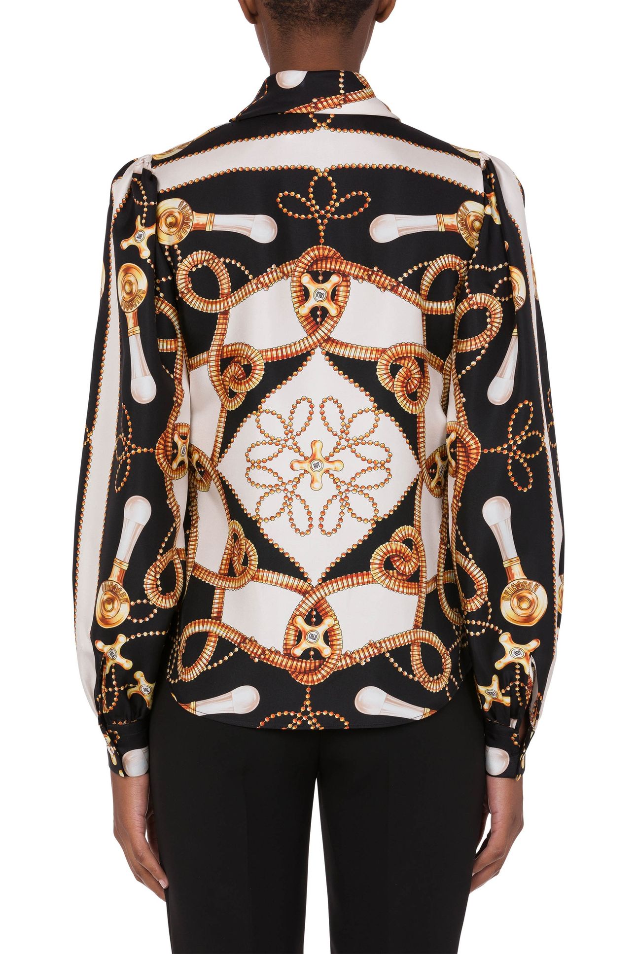 SILK BLOUSE FAUCETS PRINT BLACK 2