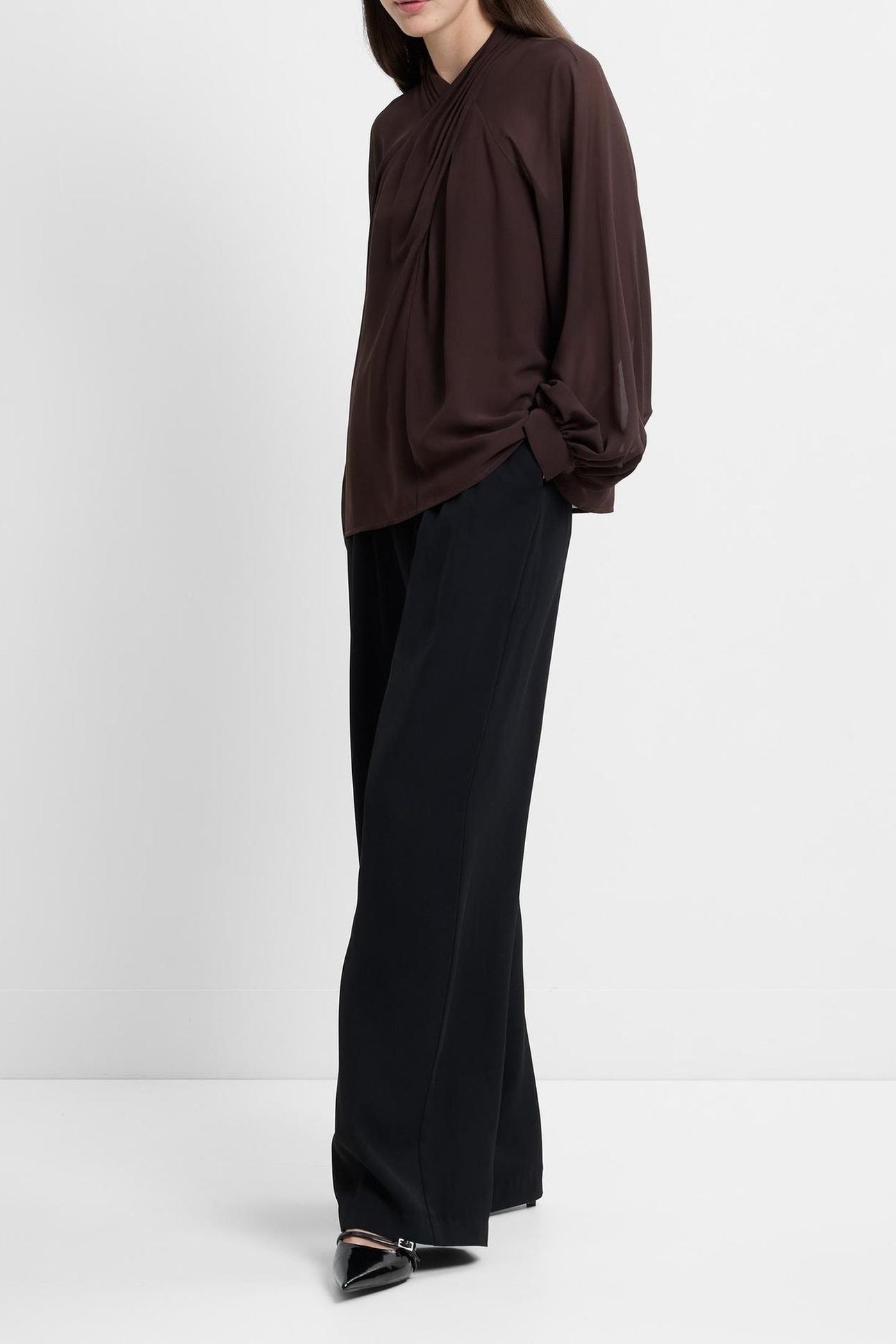 EDEN GGT LS WRAP BLOUSE BITTER CHOCOLATE 3