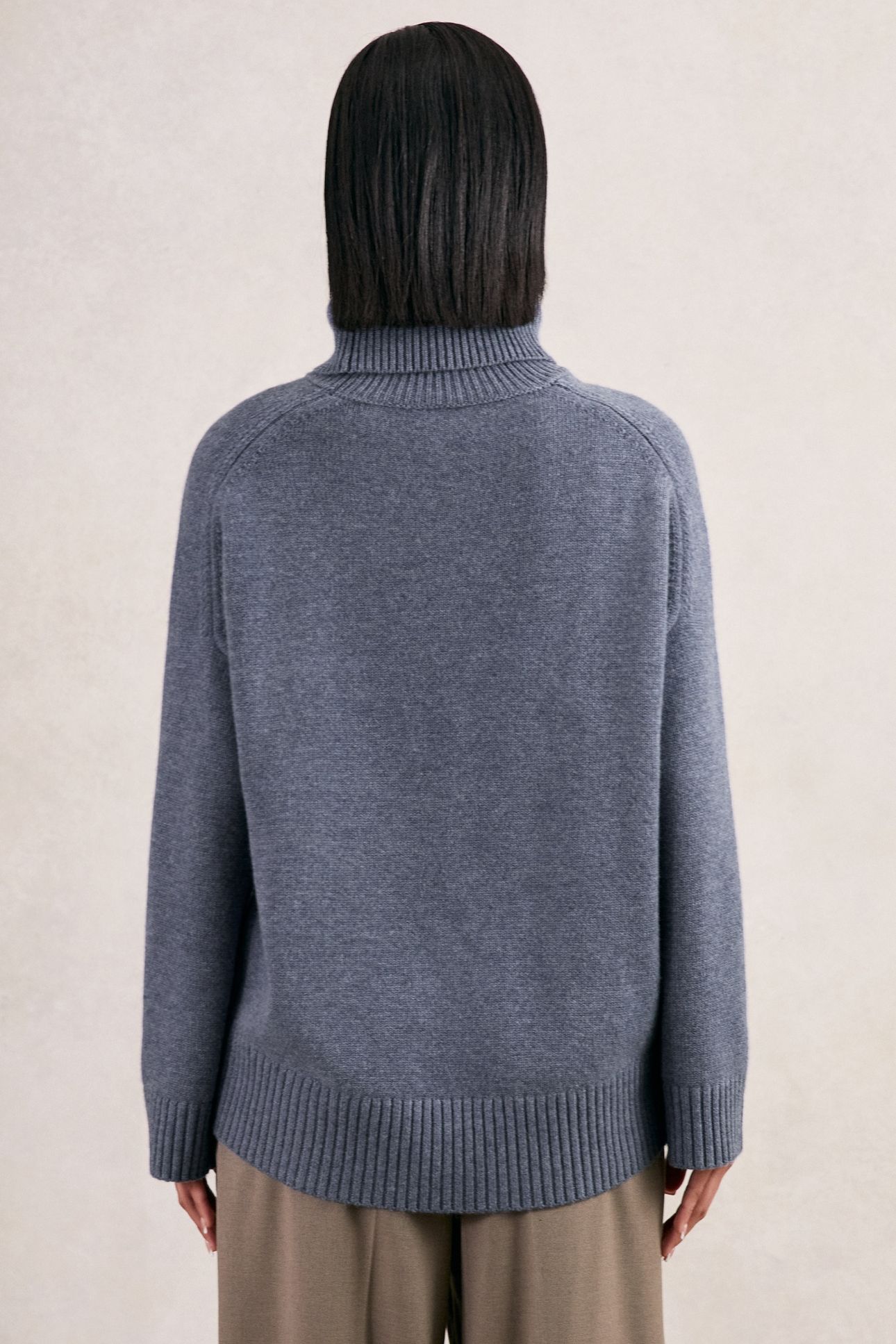 CASHMERE BLEND ROLL NECK BLUE MARL 2