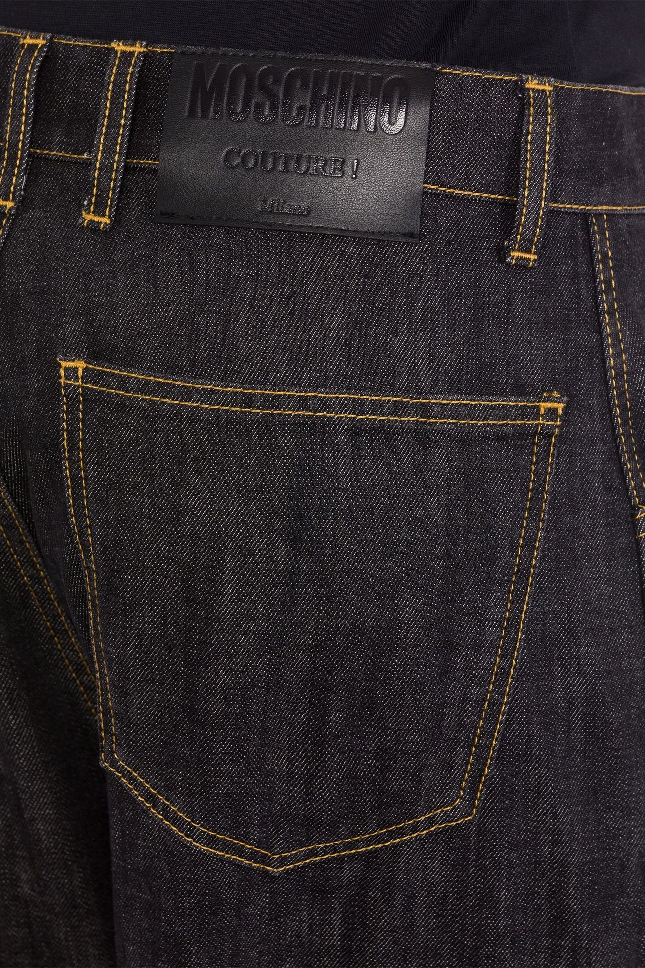 BLACK LOGO LABEL DENIM TROUSERS BLACK 4