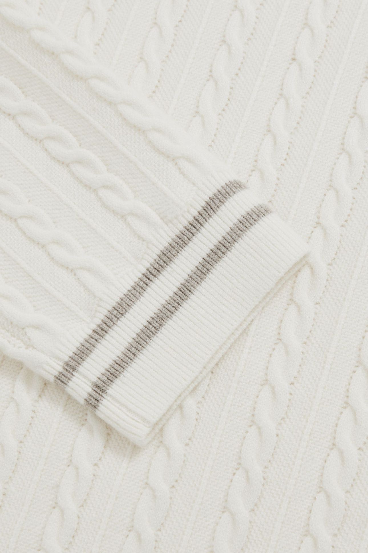 LS CREW NECK TIPPED CUFF CABLE JUMPER WHITE 5