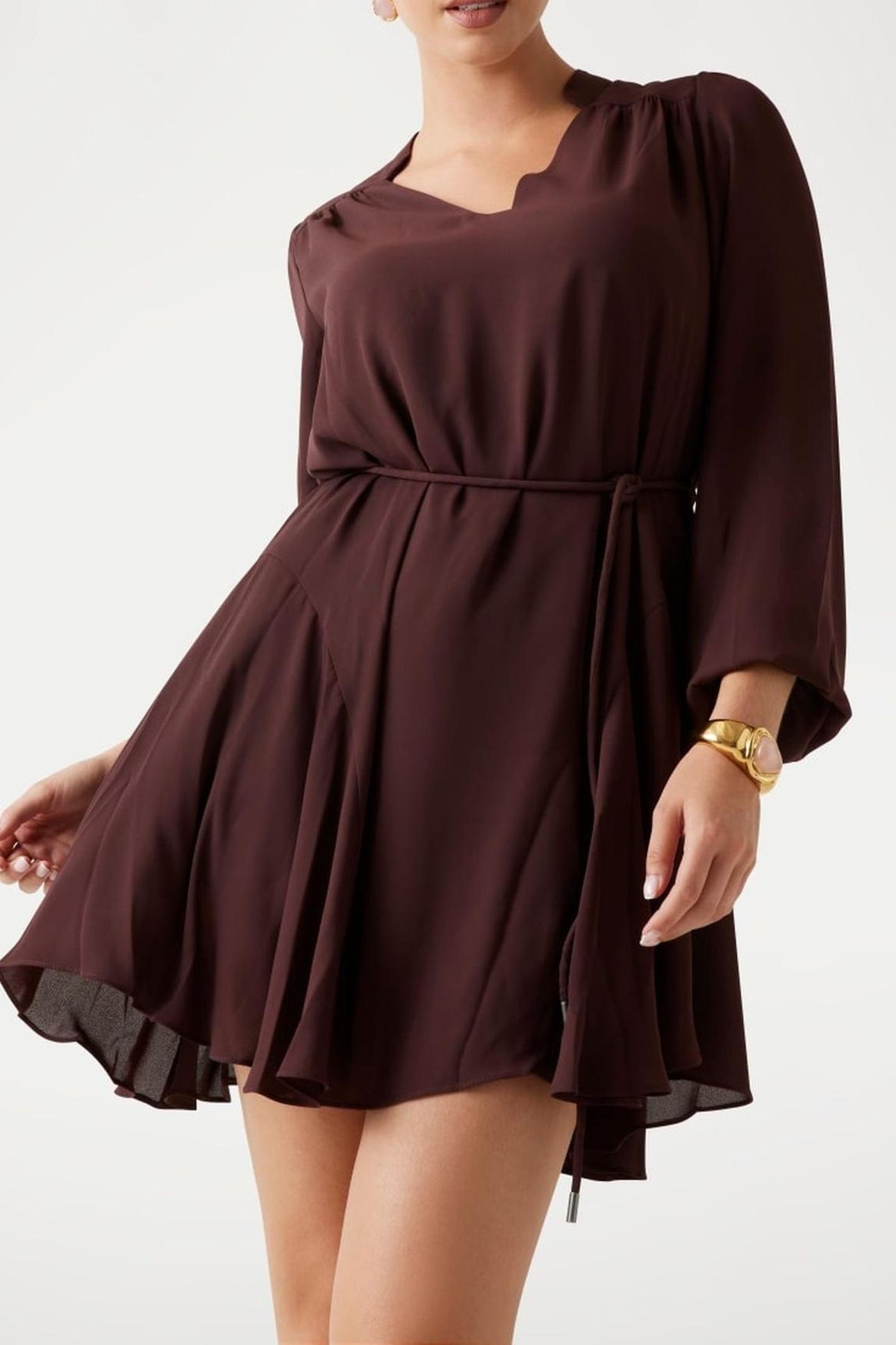LS WANDA FLARE DRESS PURE CHOCO 2