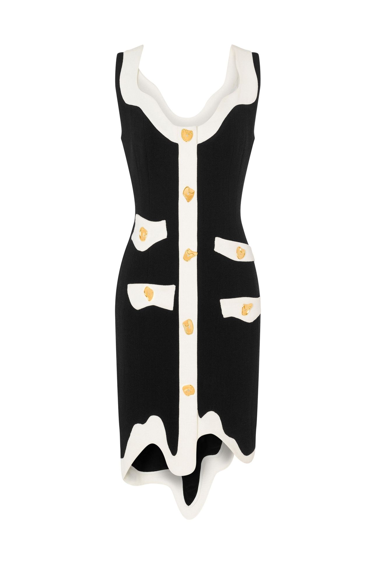 MORPHED EFFECT STRETCH CREPE DRESS BLACK 3
