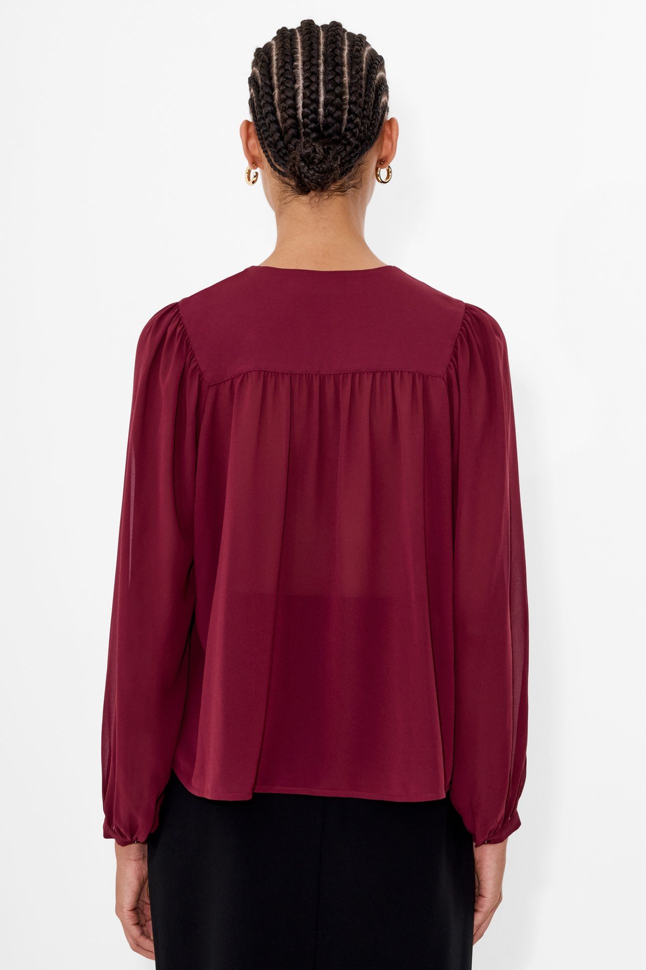 EDEN WESLEY BALLOON SLV SHIRT BORDEAUX RED 2