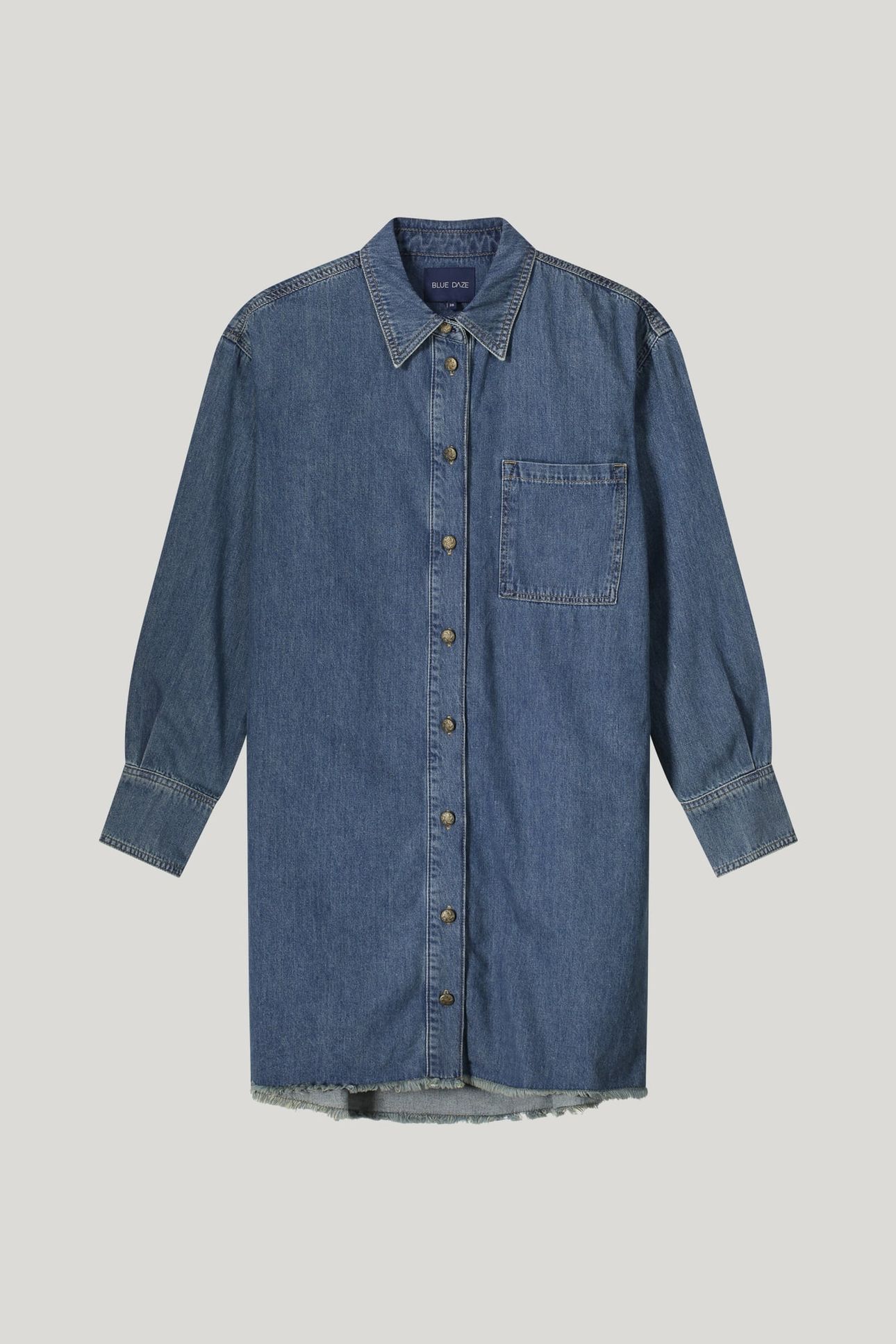 DENIM SHIRT DRESS LIGHT COTTON TWILL BLEACHED DENIM 1