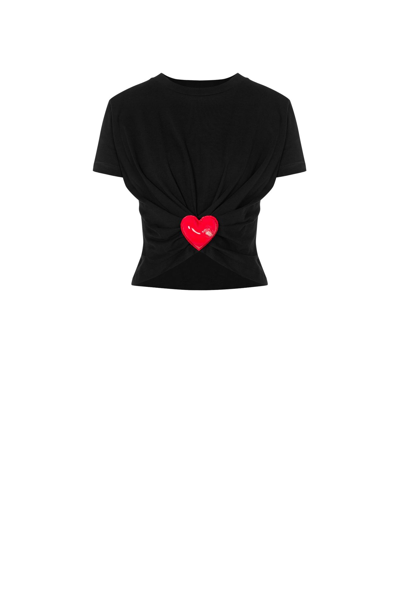 INFLATABLE HEART ORGANIC JERSEY CROPPED T-SHIRT BLACK 3