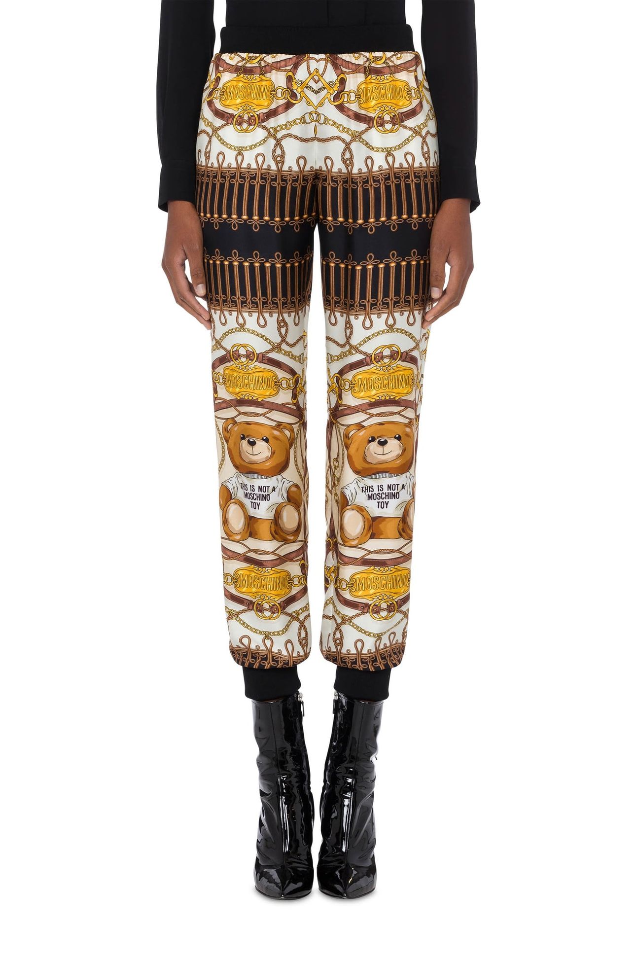 MILITARY TEDDY SCARF SILK TROUSERS WHITE 1