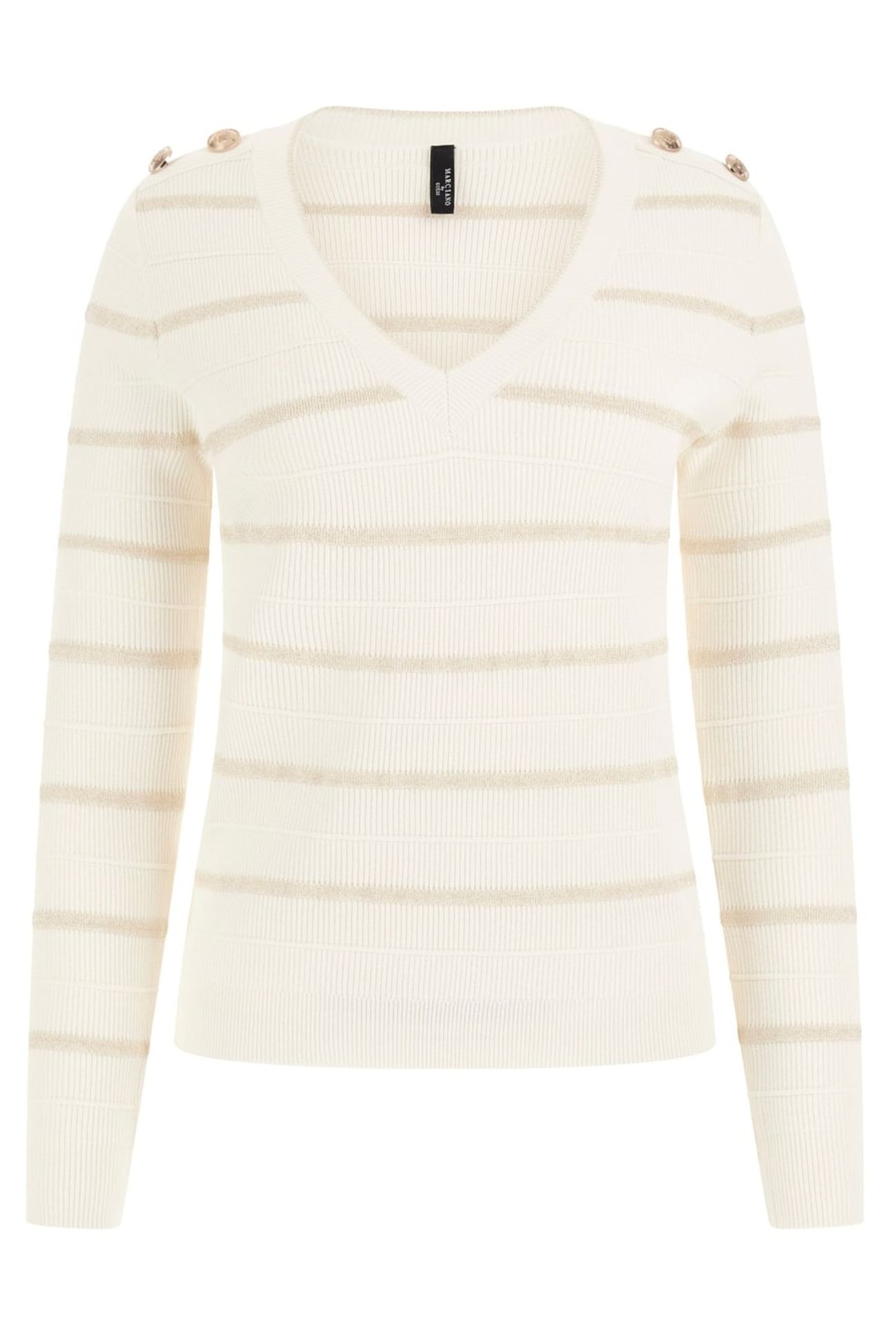 ADA V NECK TOP SWTR MACADAMIA / WHITE GO 1