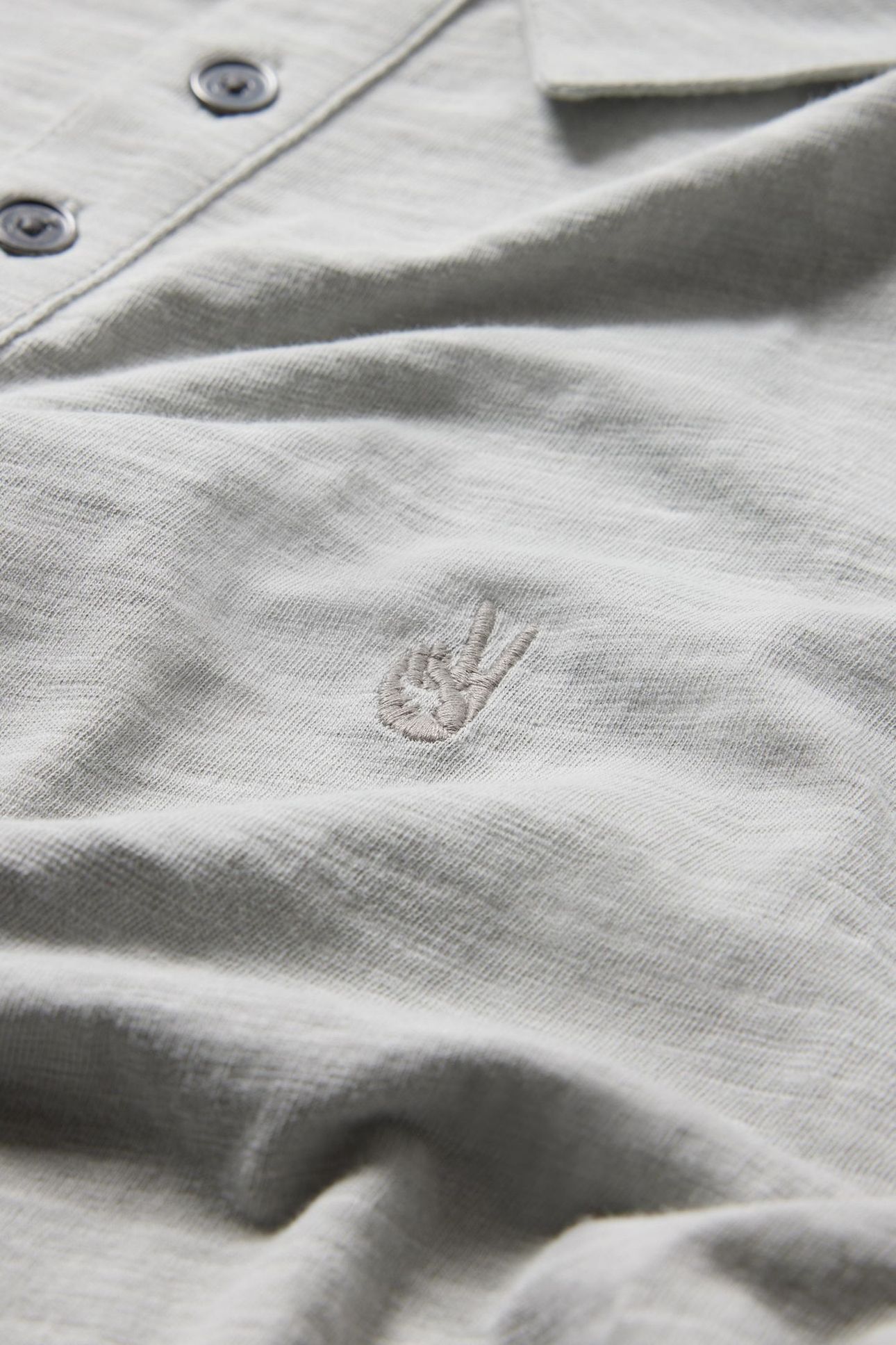 VICTOR SS SLUB CTN POLO W PEACE SIGN EMB LIGHT GREY 2