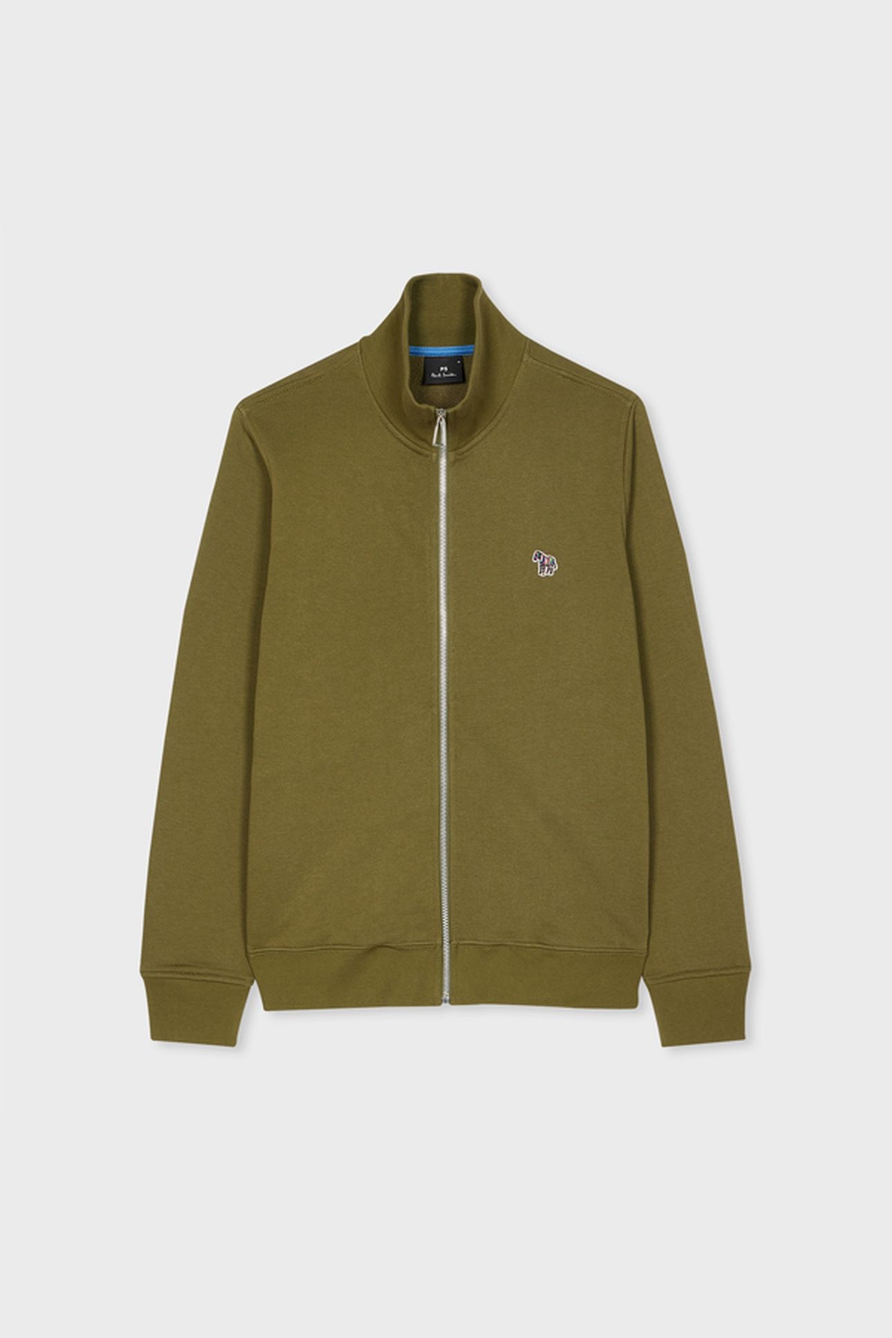 MENS REG FIT ZIP SWEAT ZEBRA OLIVE GREEN 2
