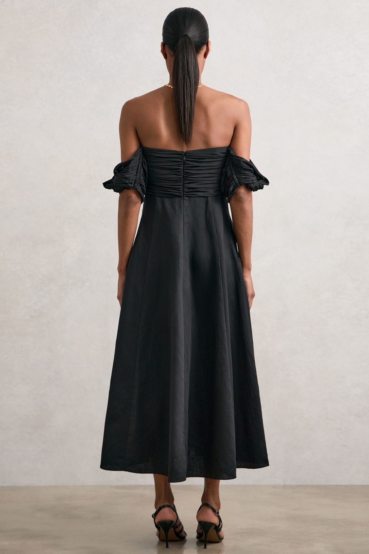 BARDOT SCULPTURAL DRESS BLACK 2