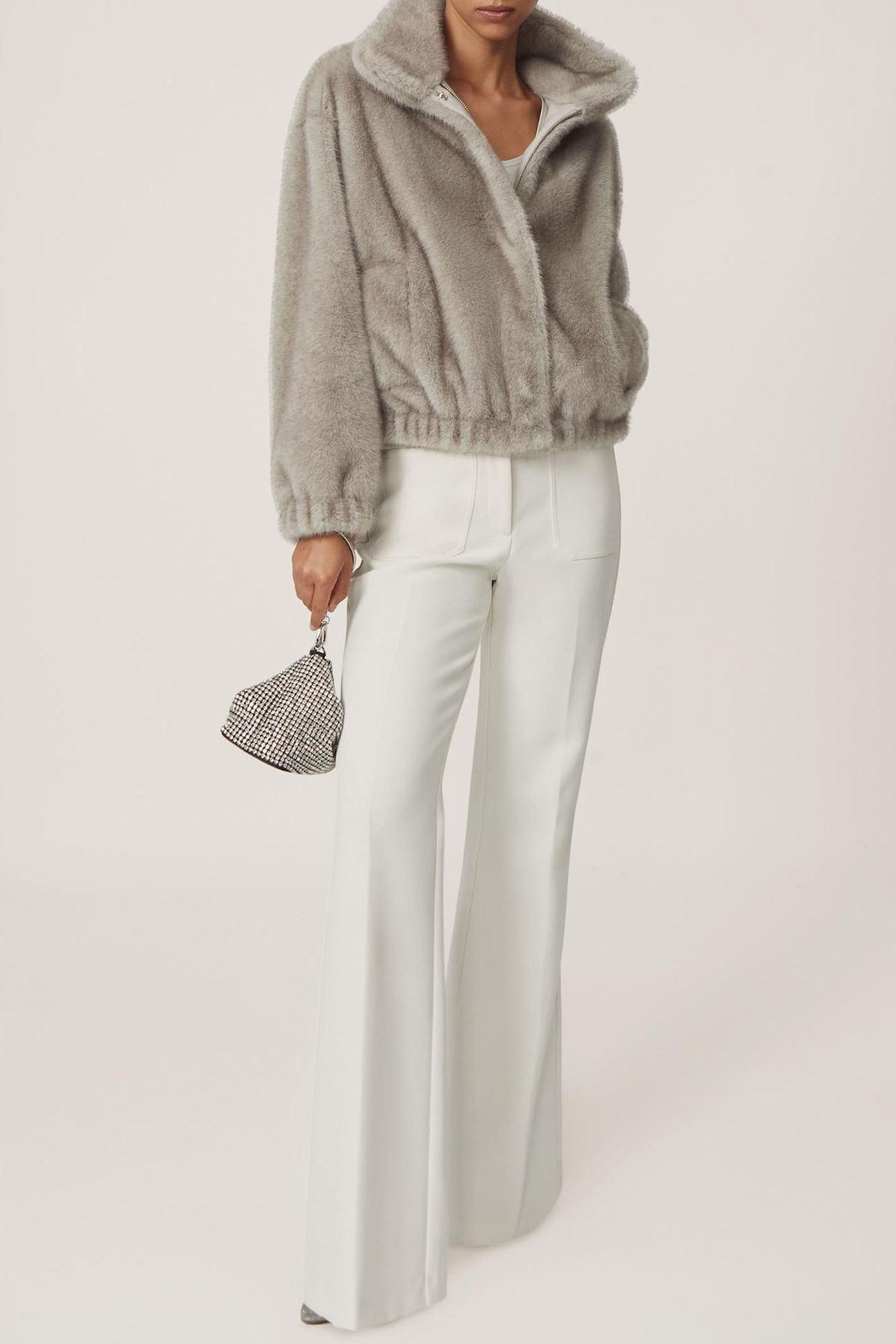 FAUX FUR CASUAL JACKET GREY 1
