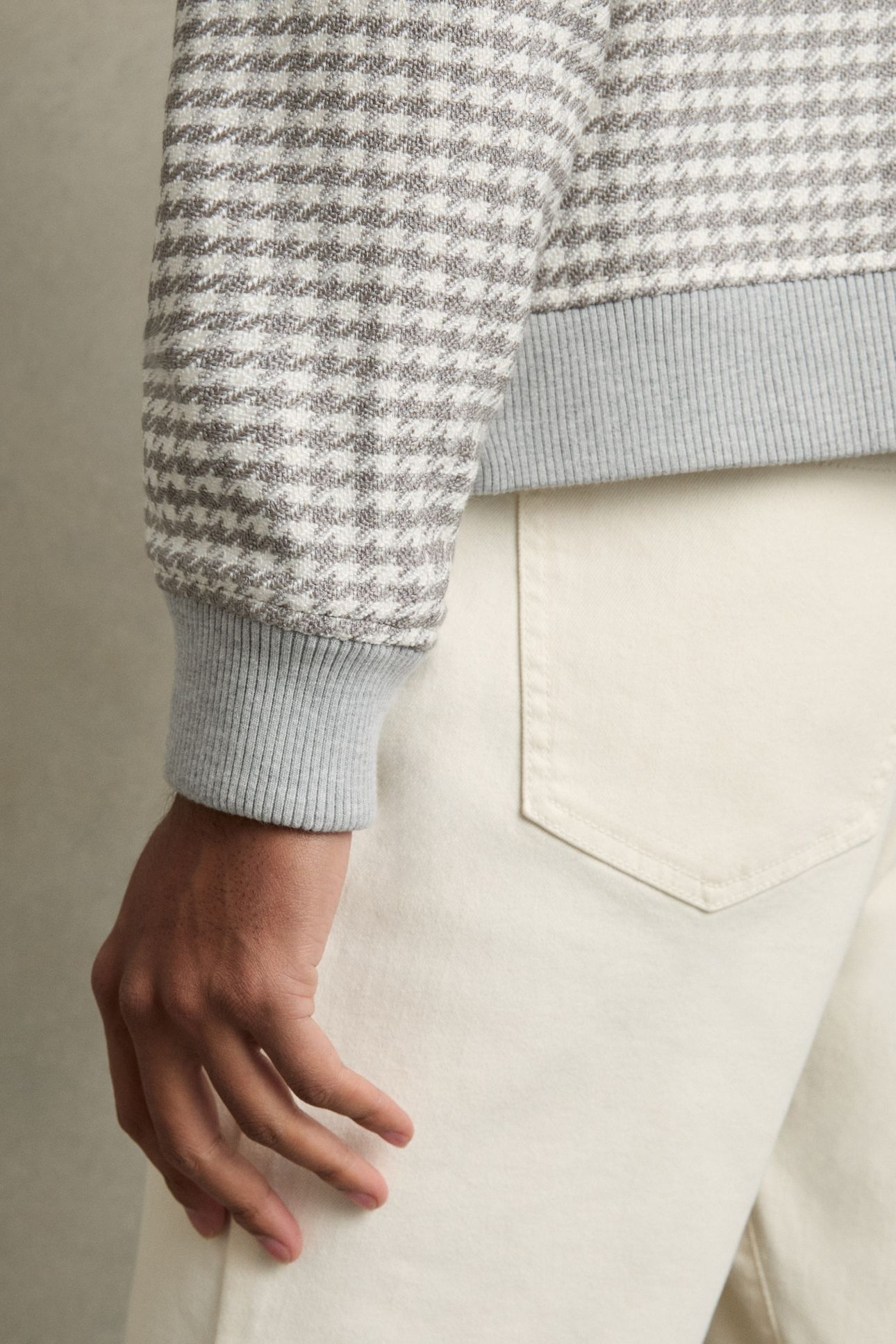 LS DOGTOOTH CHECK BLOUSON JACKET SOFT GREY/WHITE 6