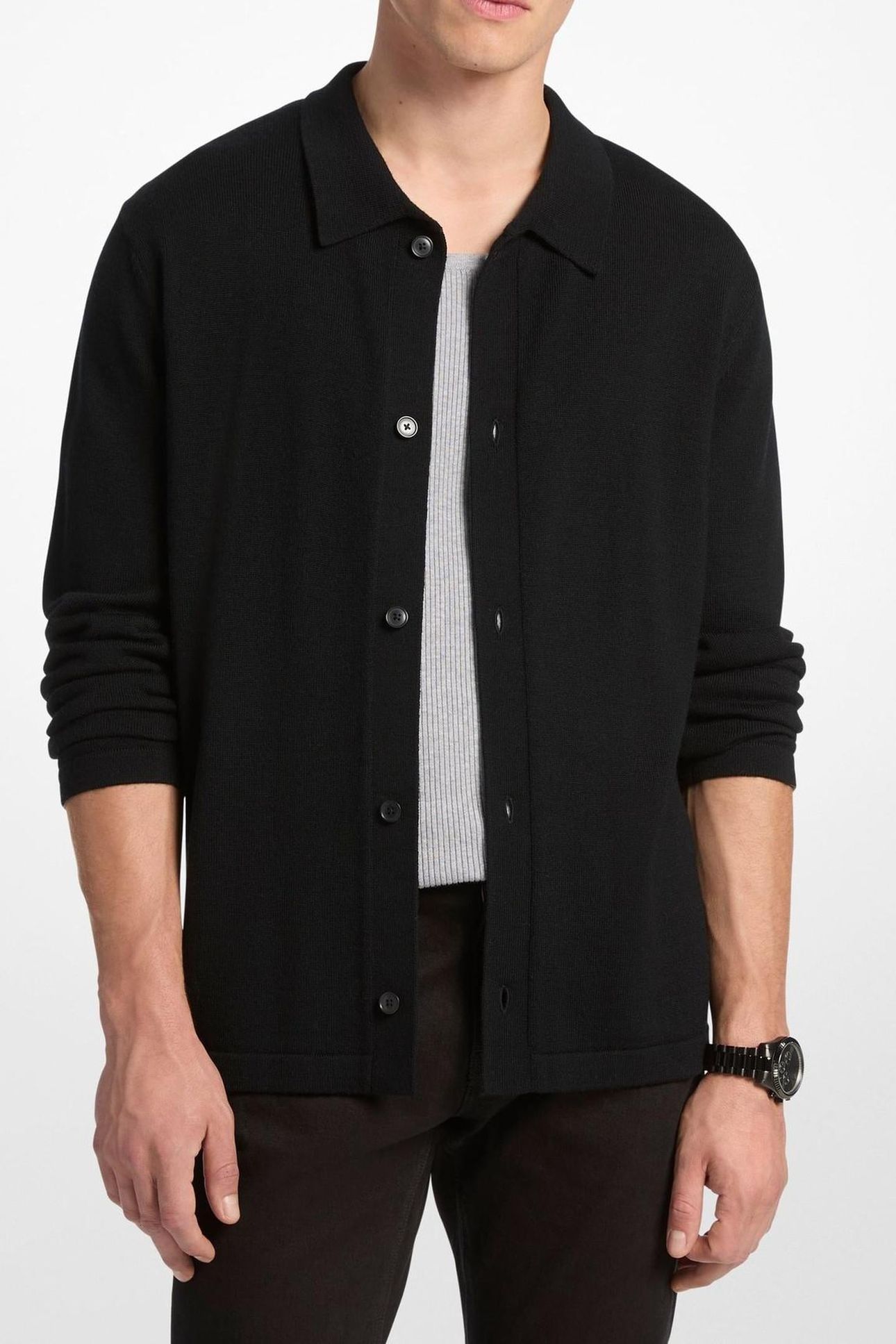 MERINO BUTTON FRONT SHIRT BLACK 1