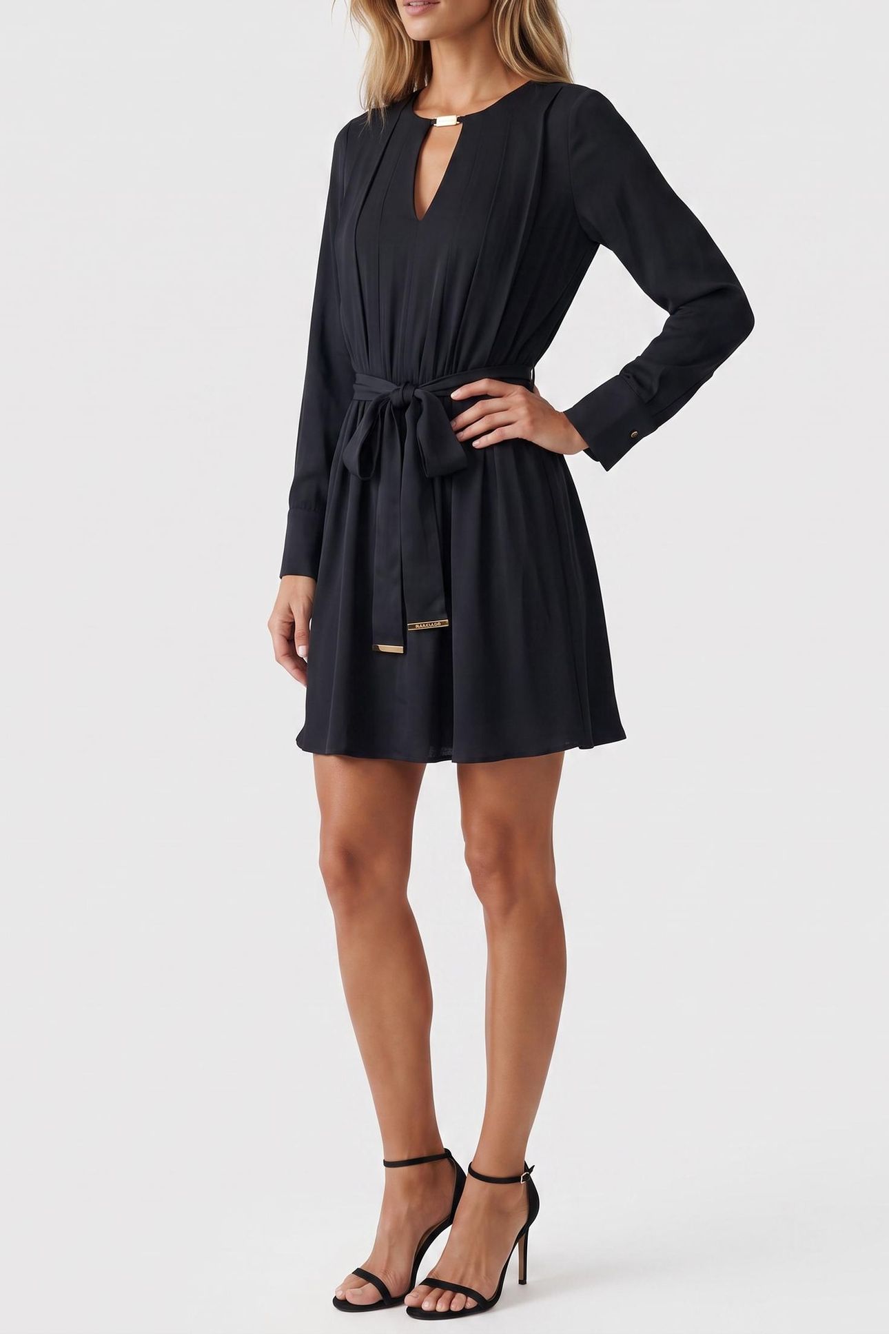 ANITA V NECK FLARED JET BLACK A996 1