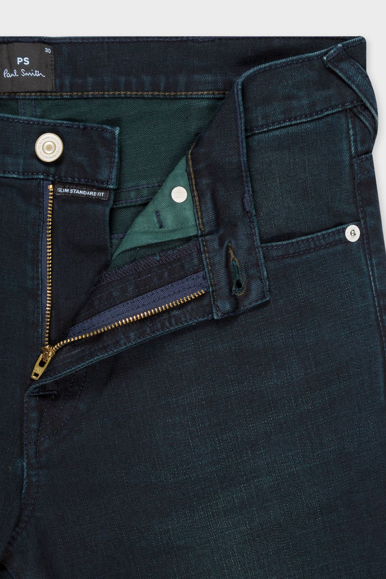 MENS SLIM STANDARD FIT JEAN OVER DYED NAVY + WASH 3