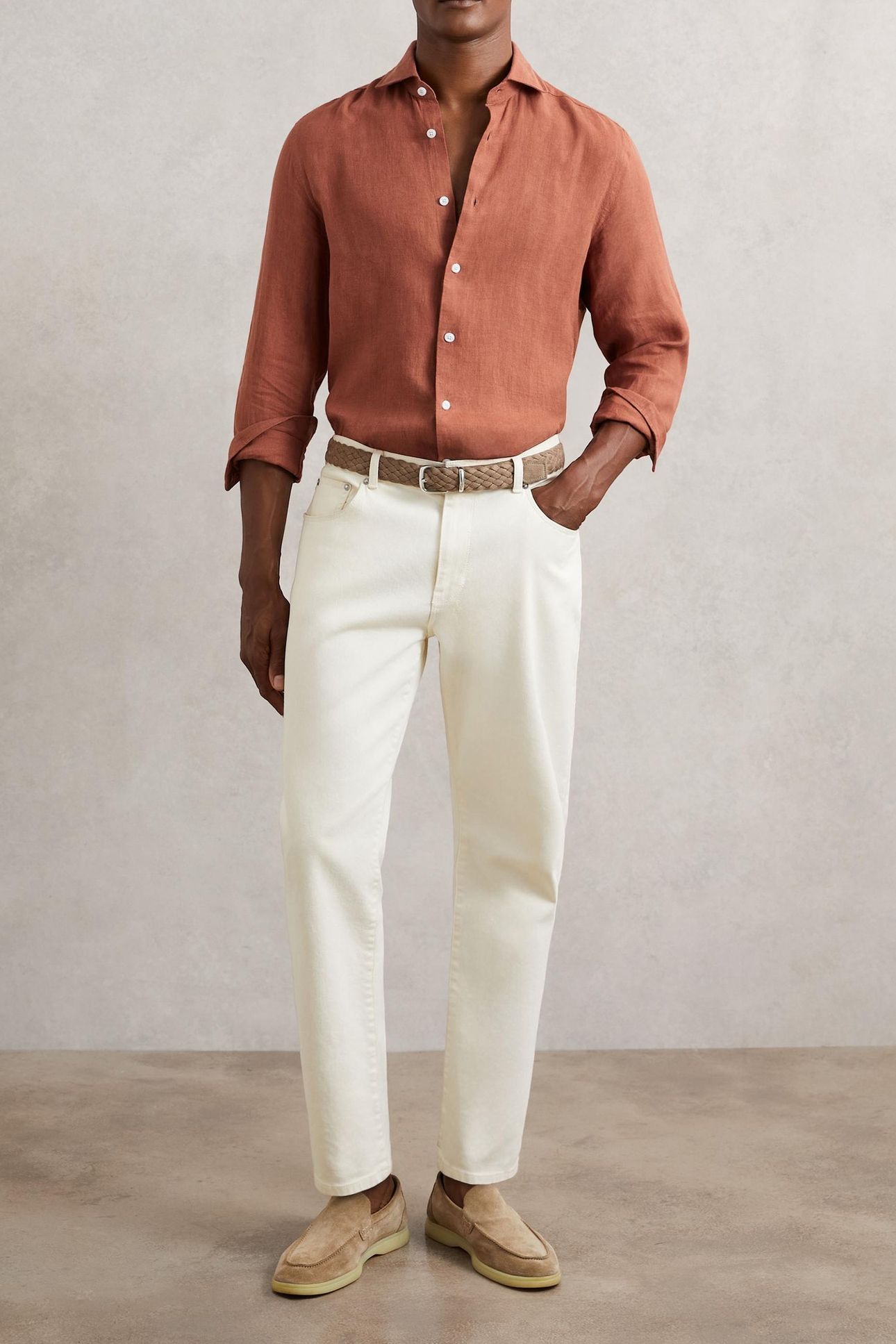 LS LINEN SHIRT CINNAMON BROWN 3