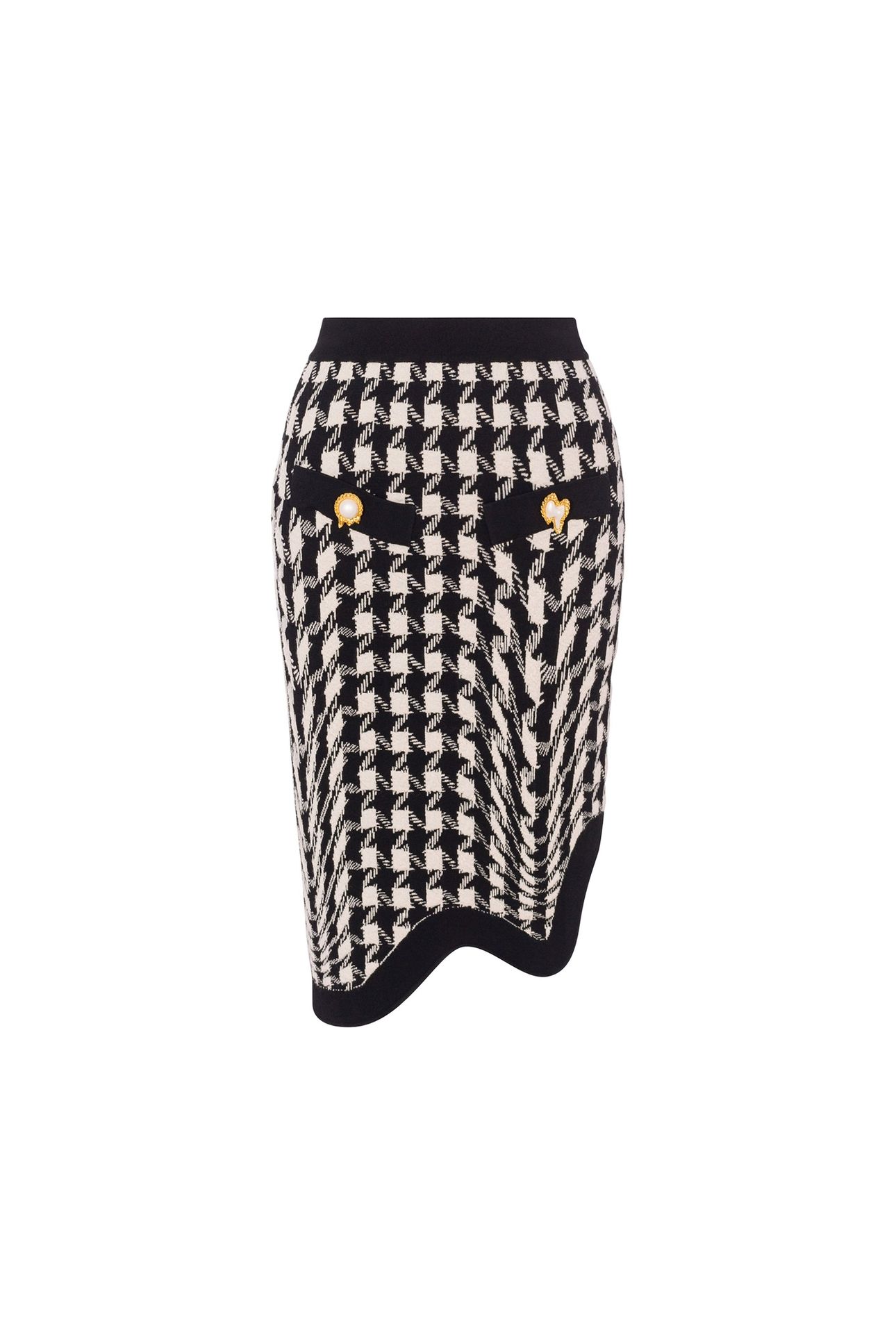 HOUNDSTOOTH PRINT WOOL SKIRT WHITE 3