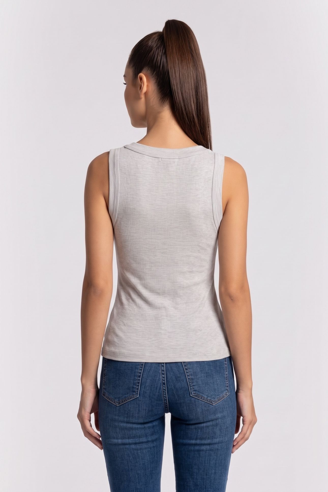 TINA RIBS TANK TOP SILK GRAY 2