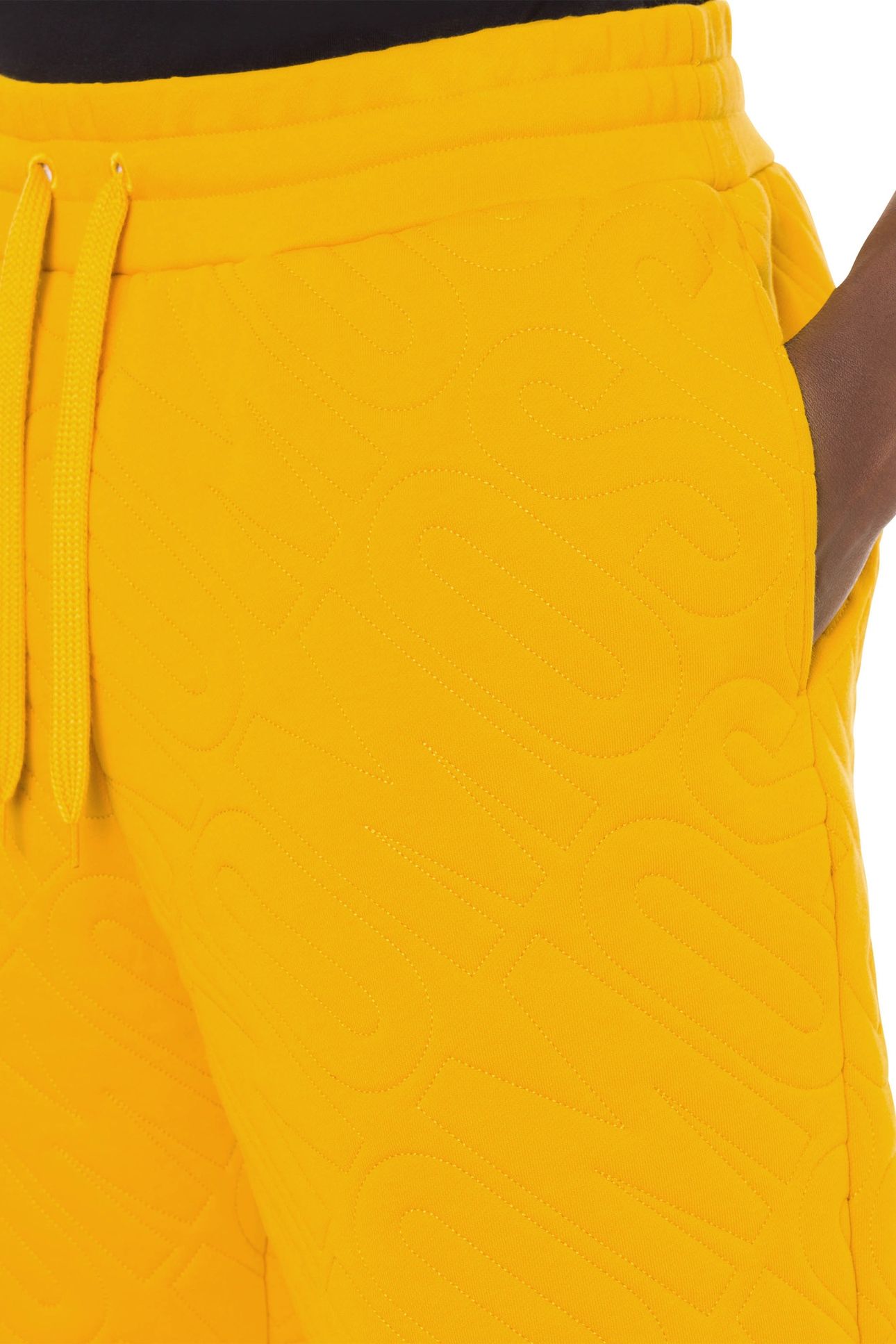 ORGANIC FLEECE BERMUDA SHORTS QUILTED ALLOVER LOGO YELLOW 4