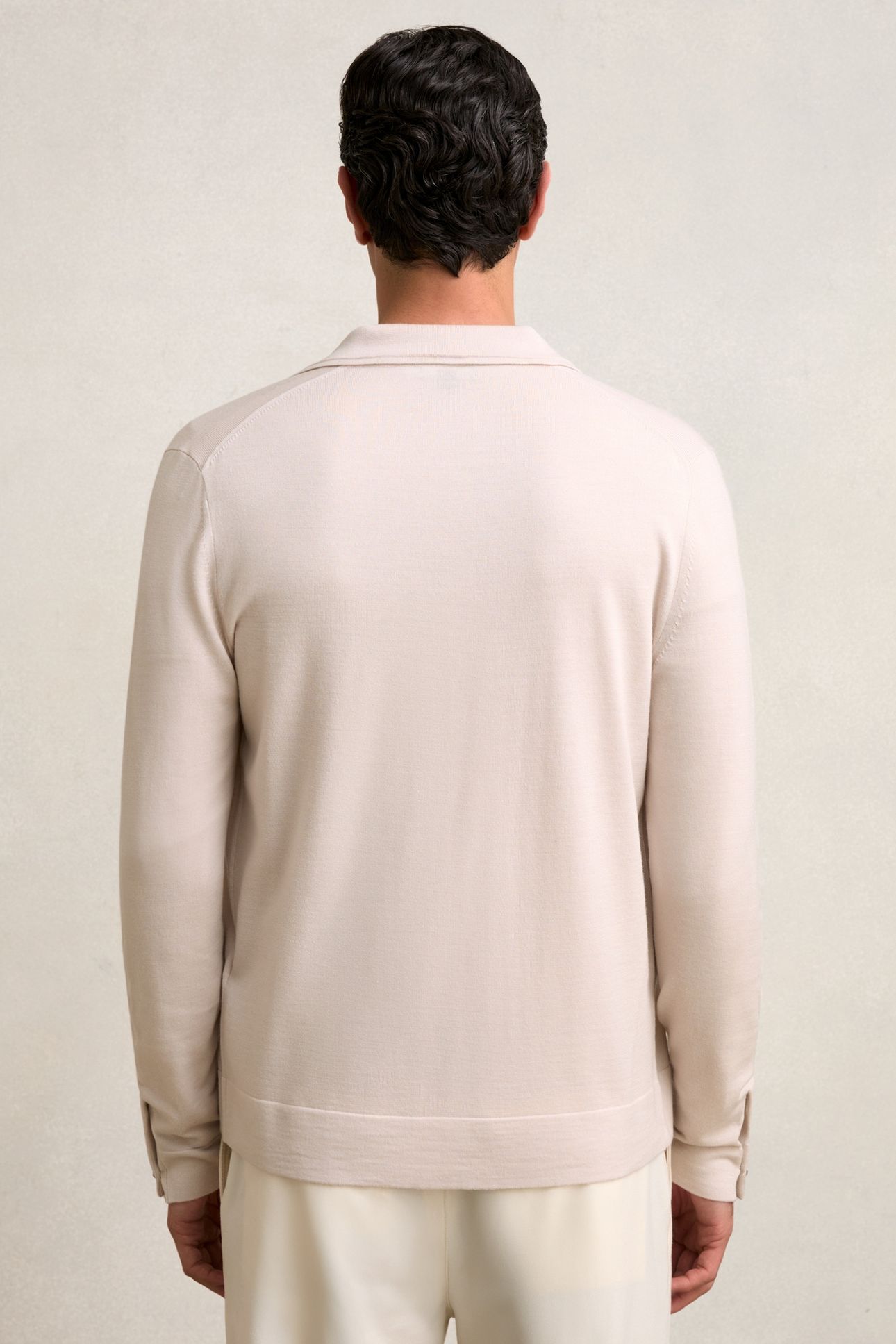 LS BUTTON THROUGH MERINO WOOL CARDIGAN BEIGE 2