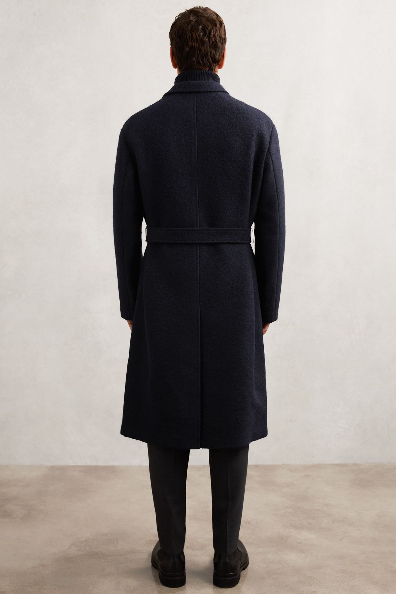 LS BOUCLE DB BELTED OVERCOAT NAVY 3