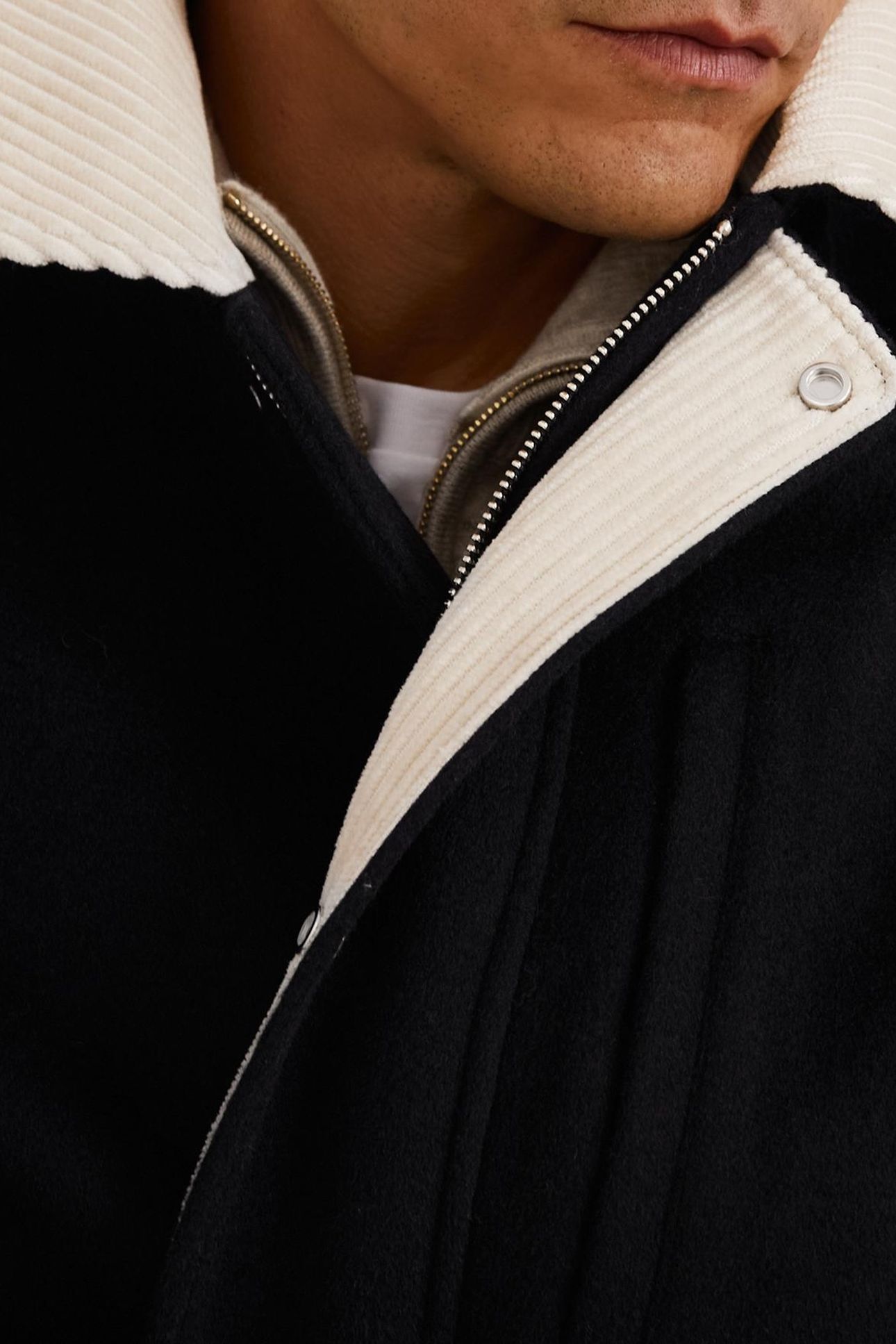 LS ZIP THROUGH CORD COLLAR WOOL WORKER JACKET NAVY 6