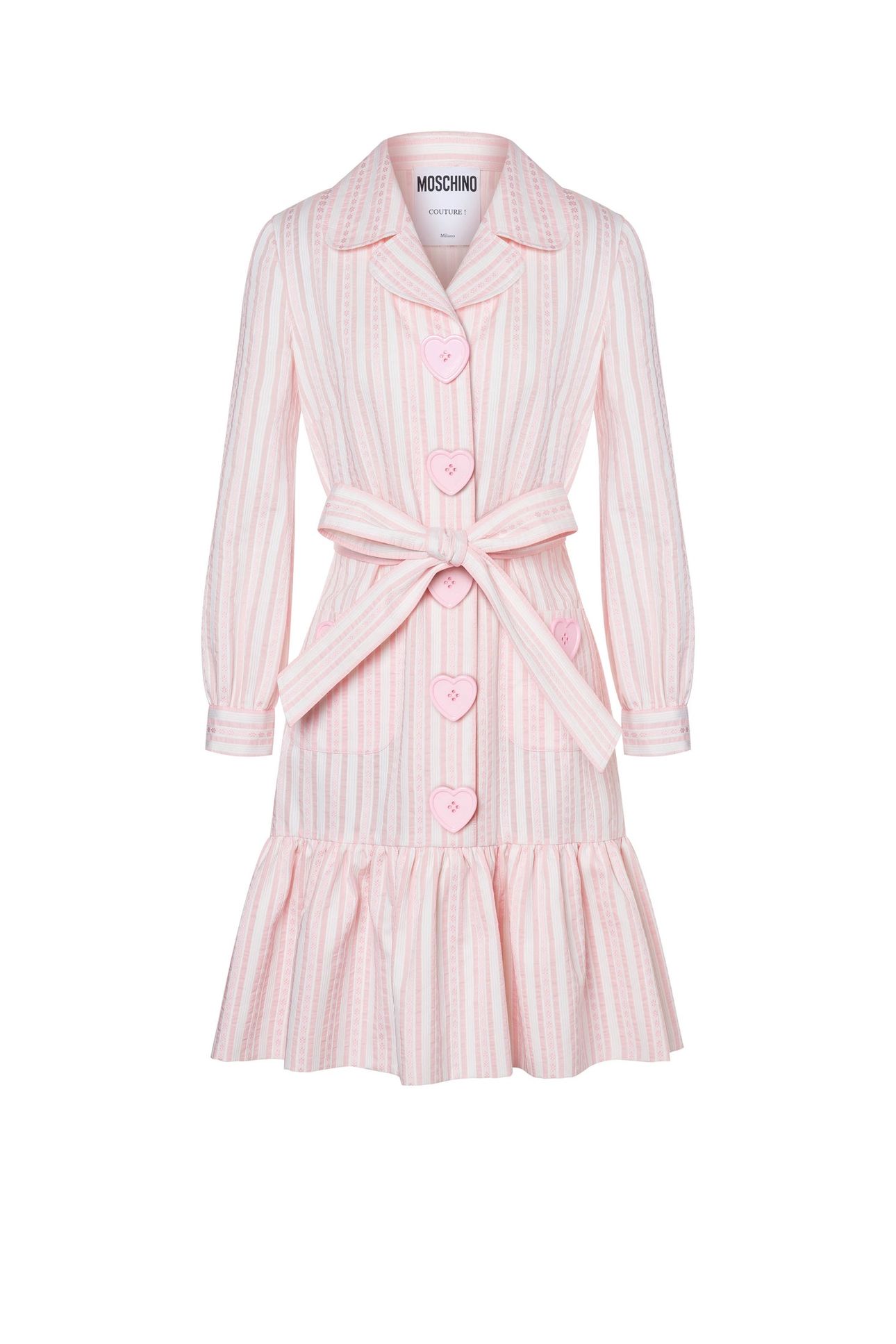 HEART BUTTONS JACQUARD STRIPED DRESS PINK 3