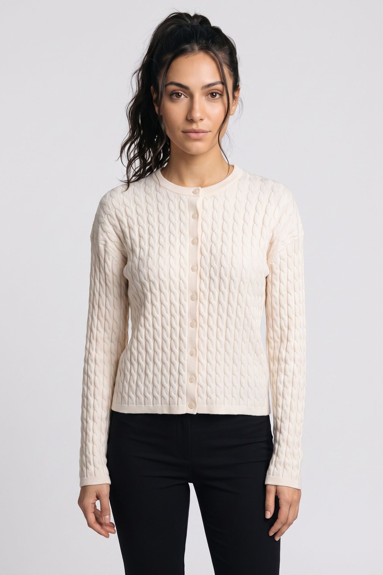 ES OSSI CABLE CARDIGAN WHITE 1