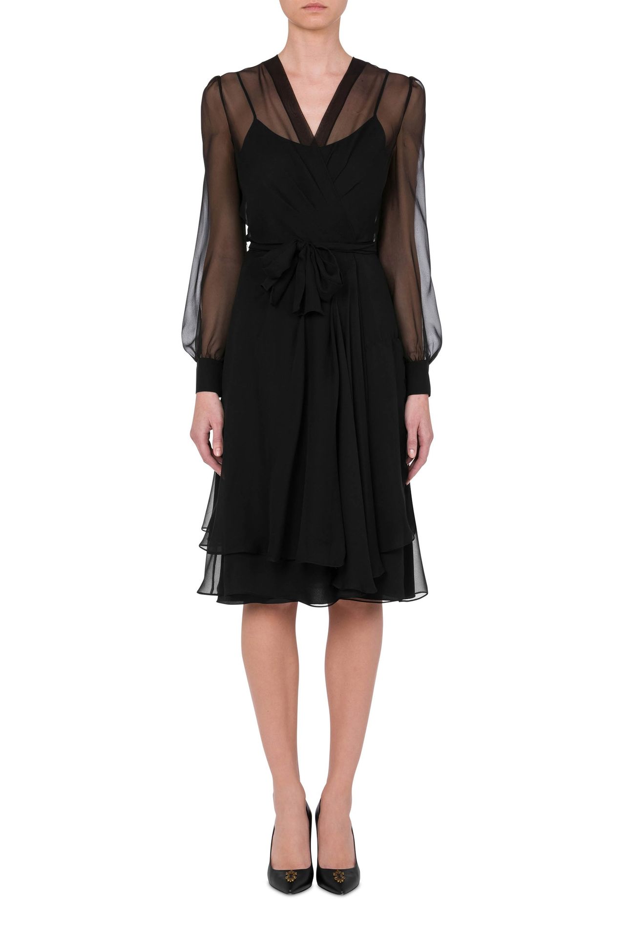 SILK CHIFFON DRESS BLACK 1