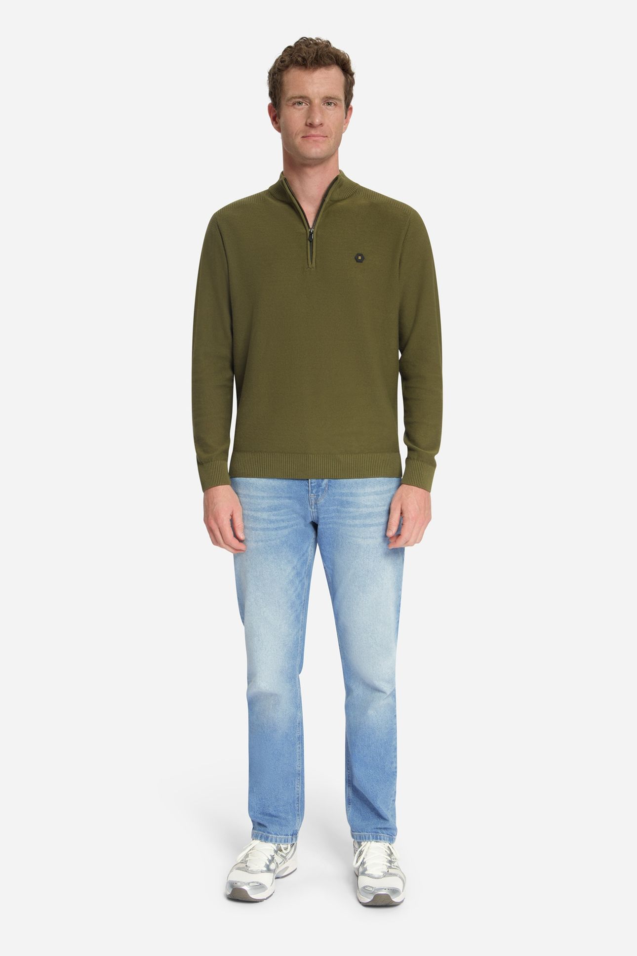 PULLOVER HALF ZIP SHOULDER DETAIL MOSS 2