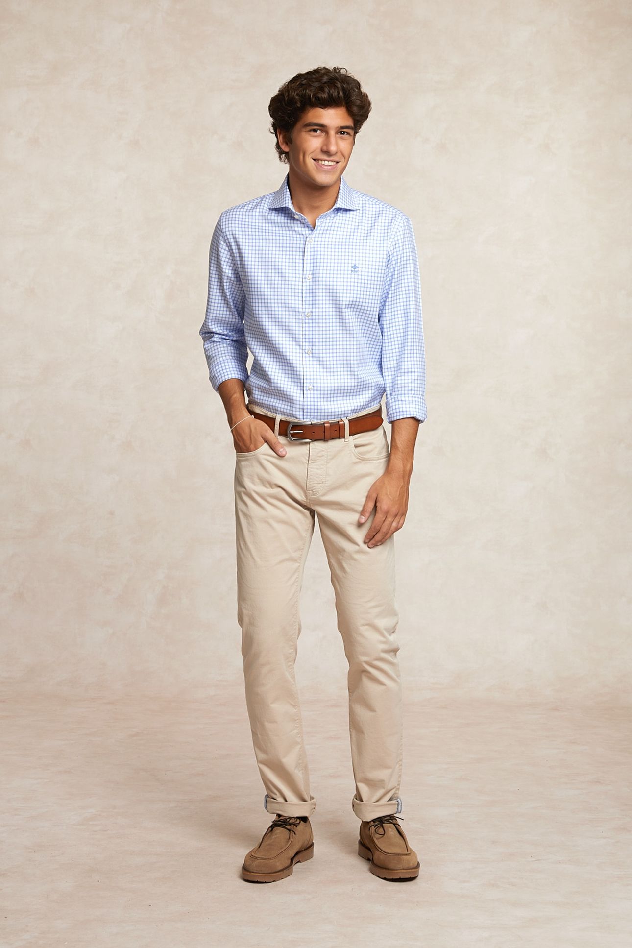 CUSTOM FIT CHECKED SHIRT BLUE/WHITE 1