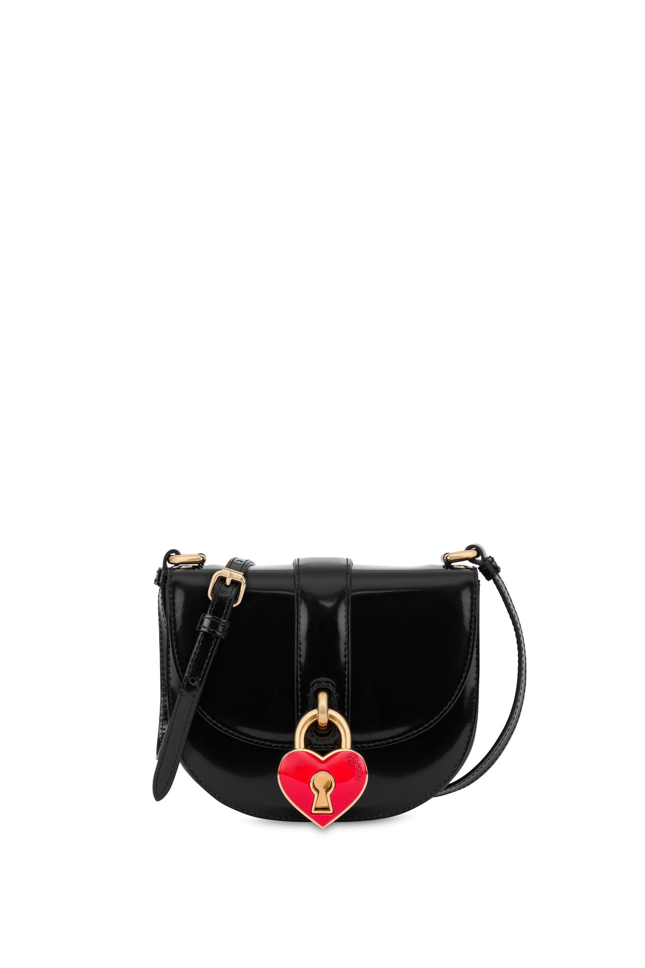 HEART LOCK CALFSKIN SHOULDER BAG BLACK 2