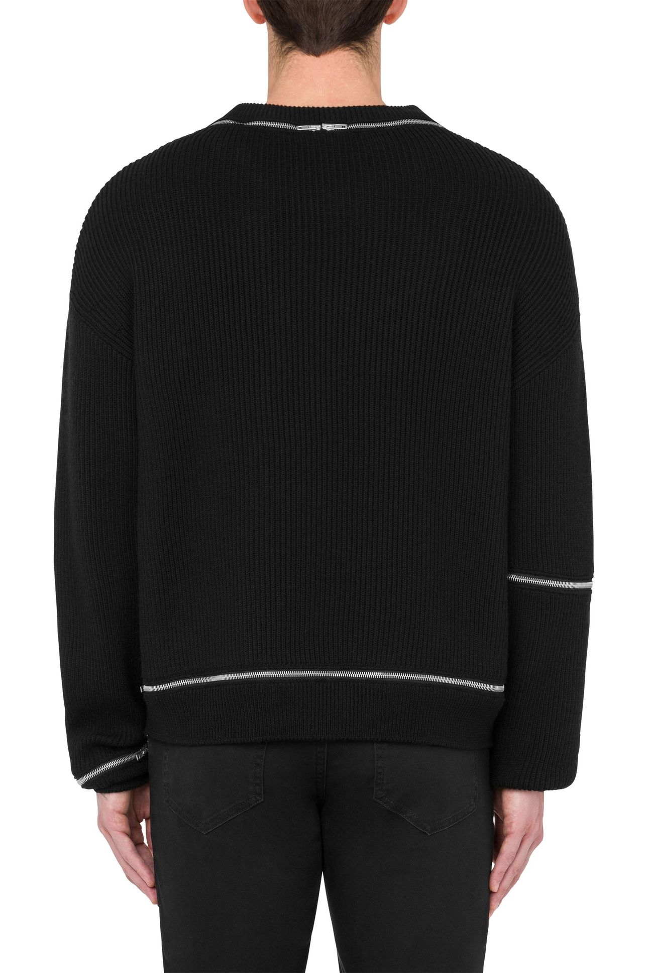 RIBBED WOOL PULLOVER WITH ZIP BLACK 2