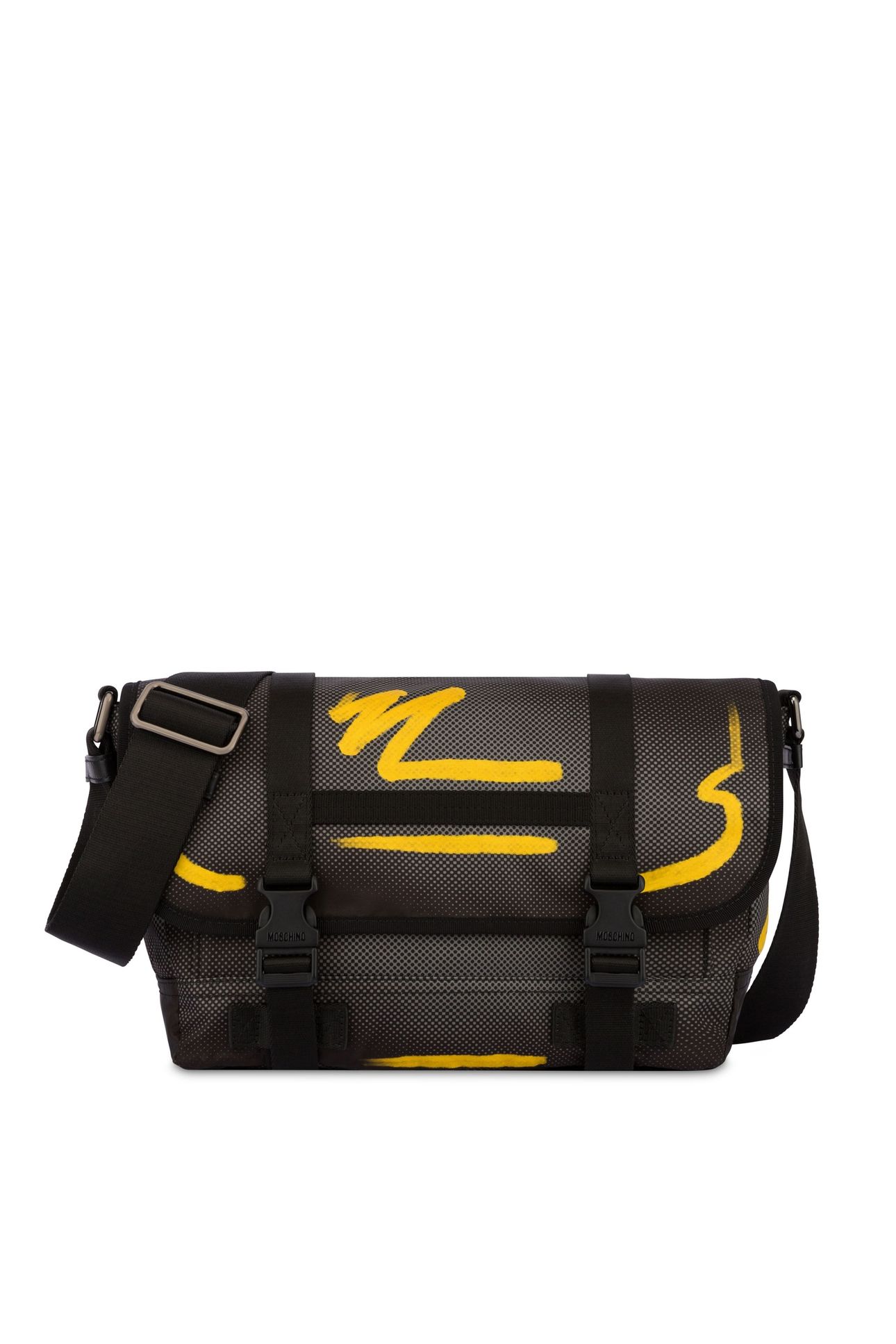 MESSENGER BAG IN NYLON SHADOWS & SQUIGGLES GREY 1