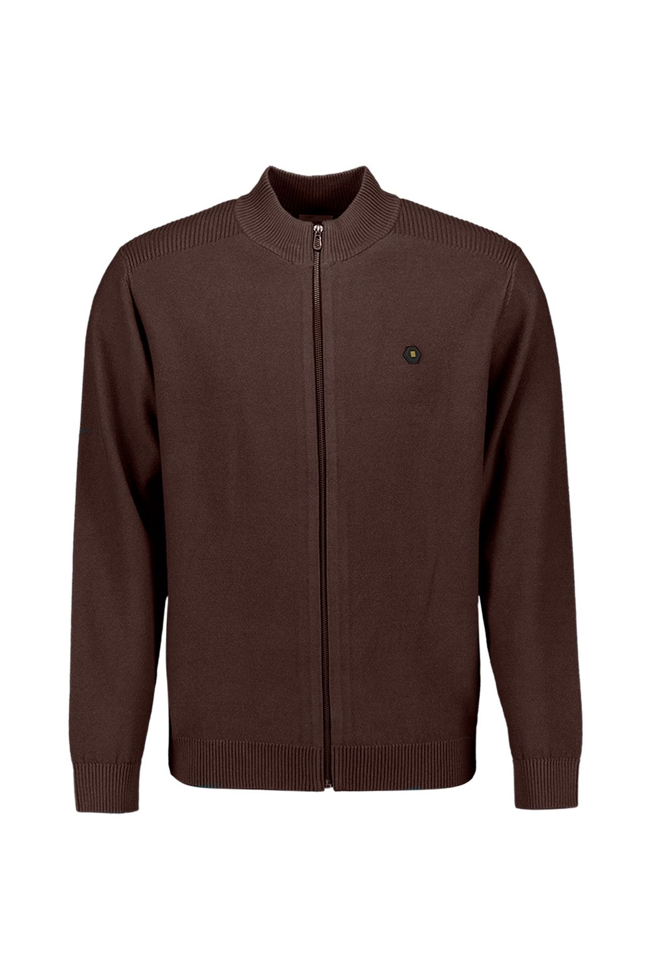 PULLOVER FULL ZIP SHOULDER DETAIL DARK BROWN 1