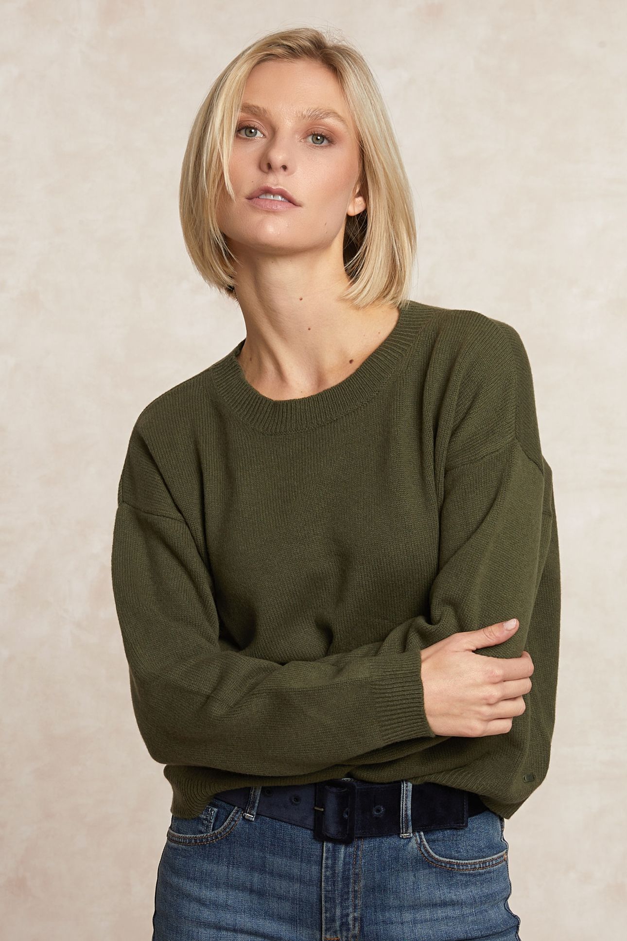 LAMBSWOOLEN CREW NECK SWEATER MOSS GREEN 3