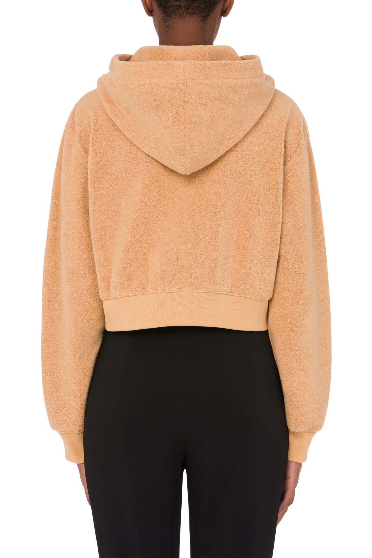 CROPPED COTTON SWEATSHIRT MOSCHINO TEDDY BEAR BEIGE 2