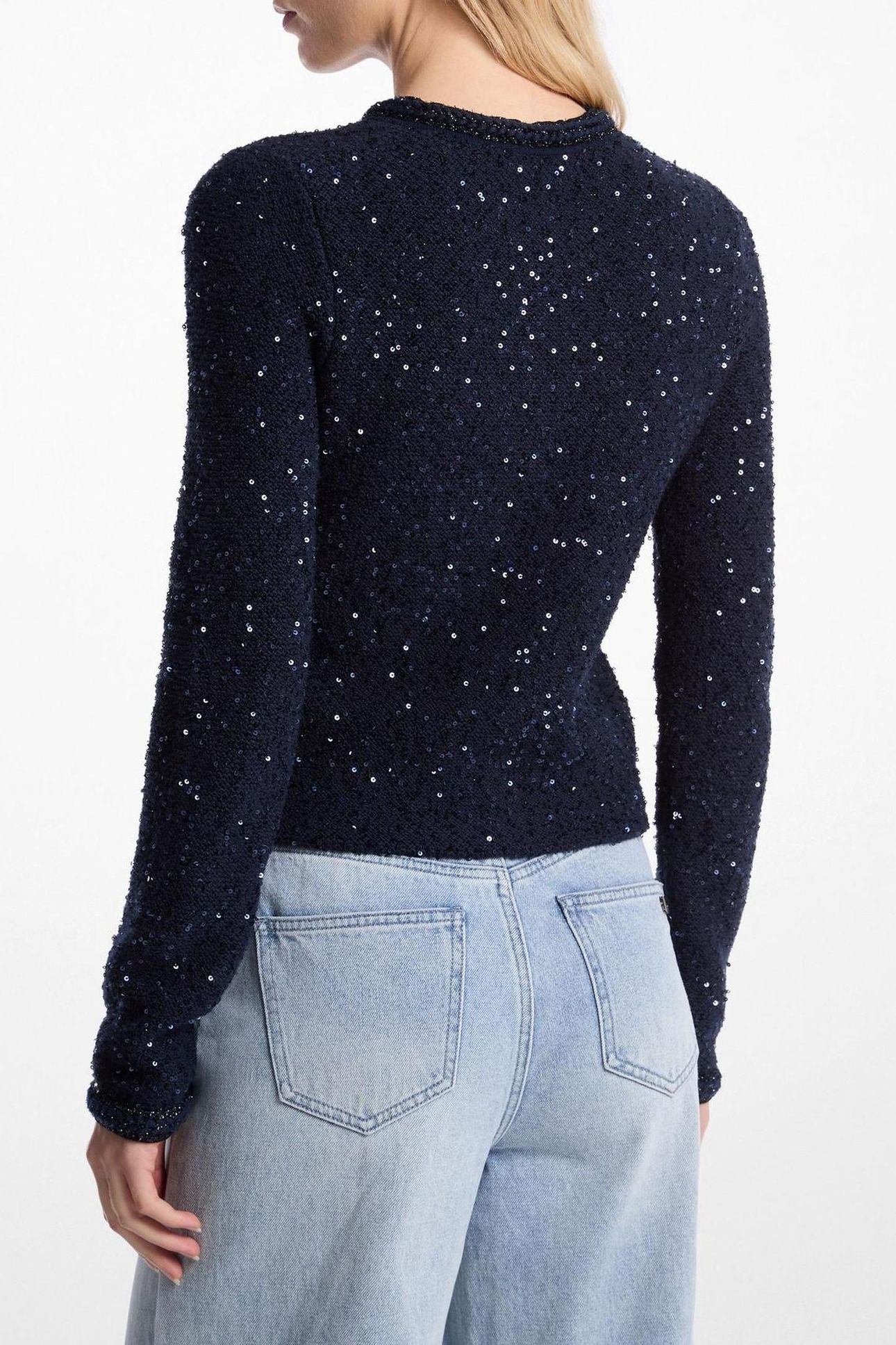 SEQUIN POCKET SNAP JACKET MIDNIGHT BLUE 2