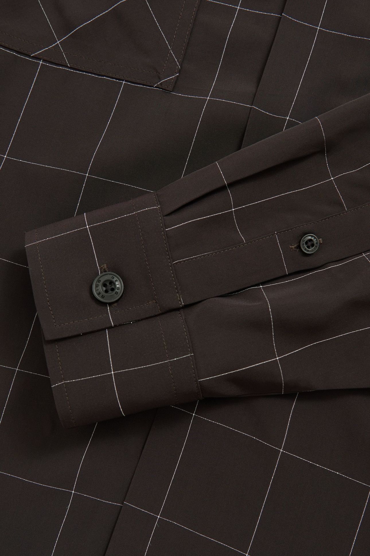 LS WINDOWPANE CUBAN SHIRT DARK BROWN 5