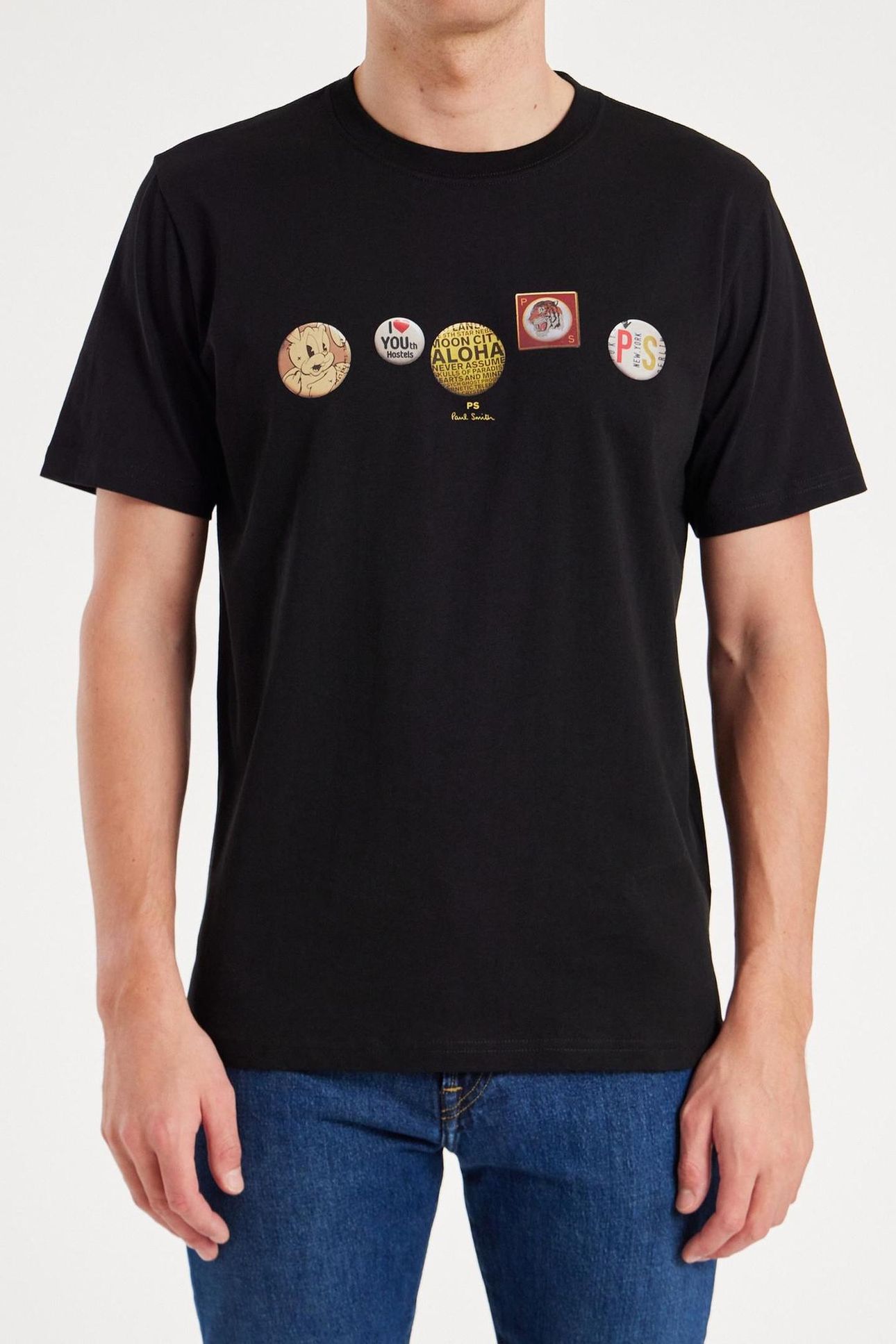 MENS REG FIT T SHIRT BADGES BLACK 1