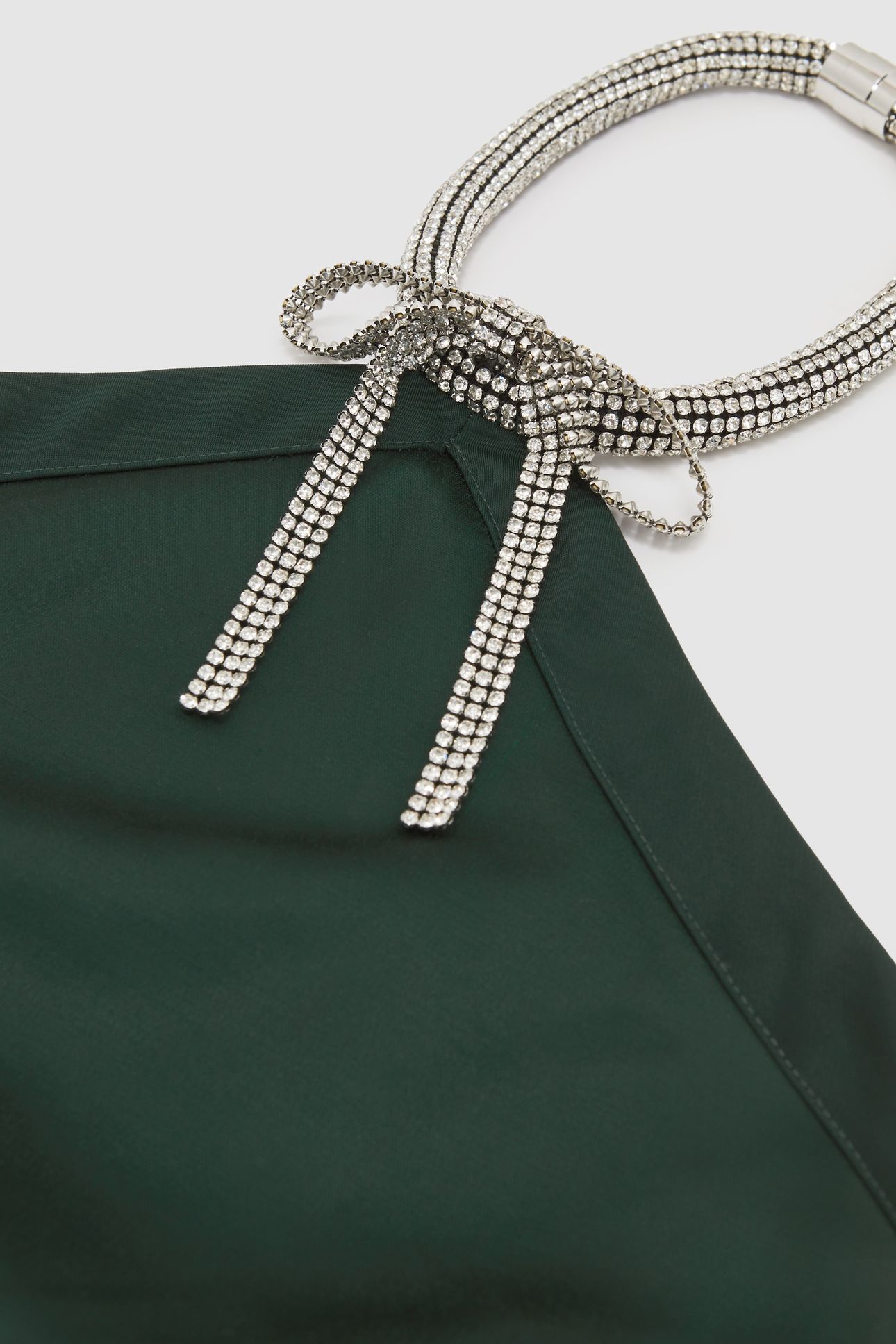 EMBELLISHED NECKLACE MINI DRESS GREEN 4