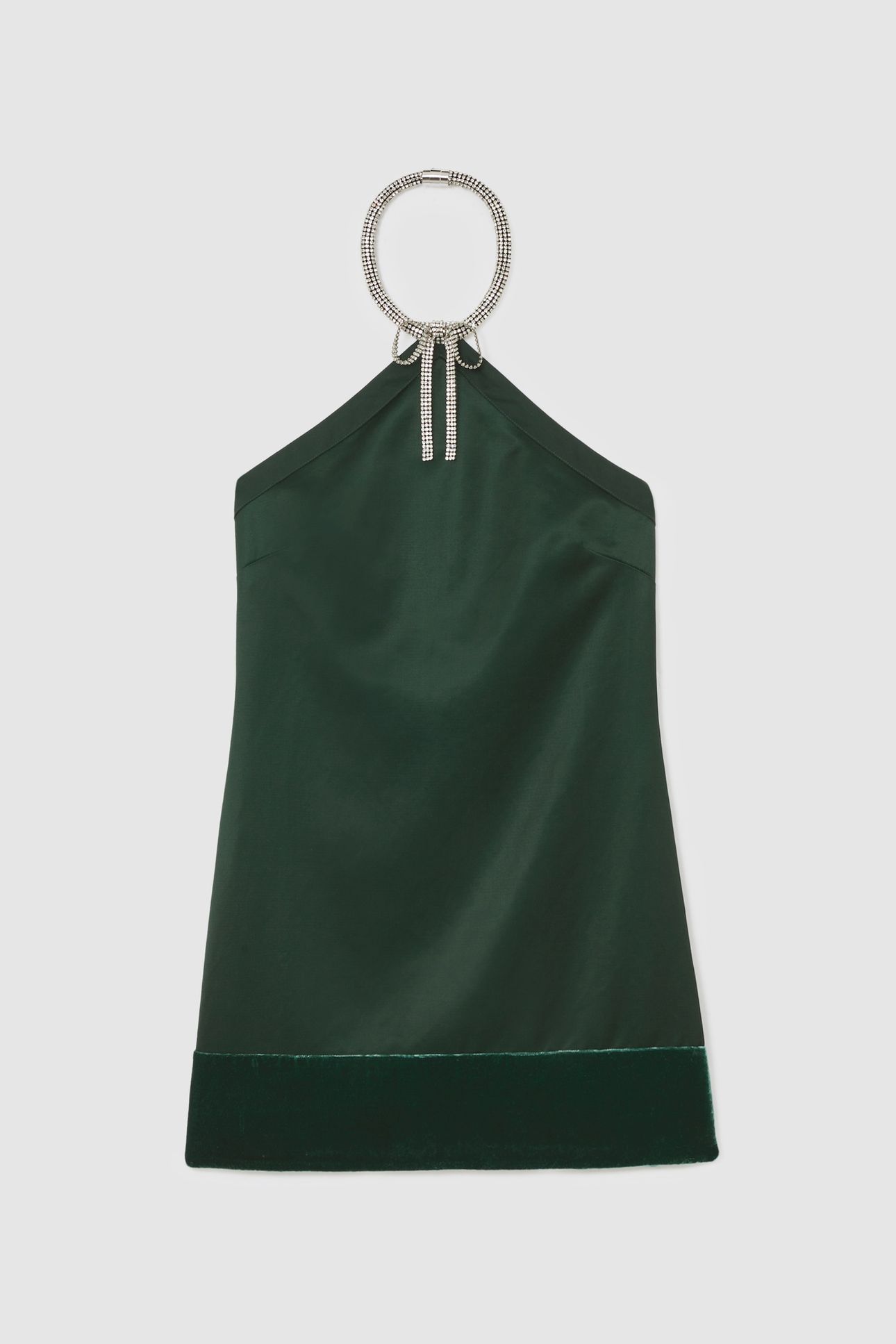 EMBELLISHED NECKLACE MINI DRESS GREEN 3