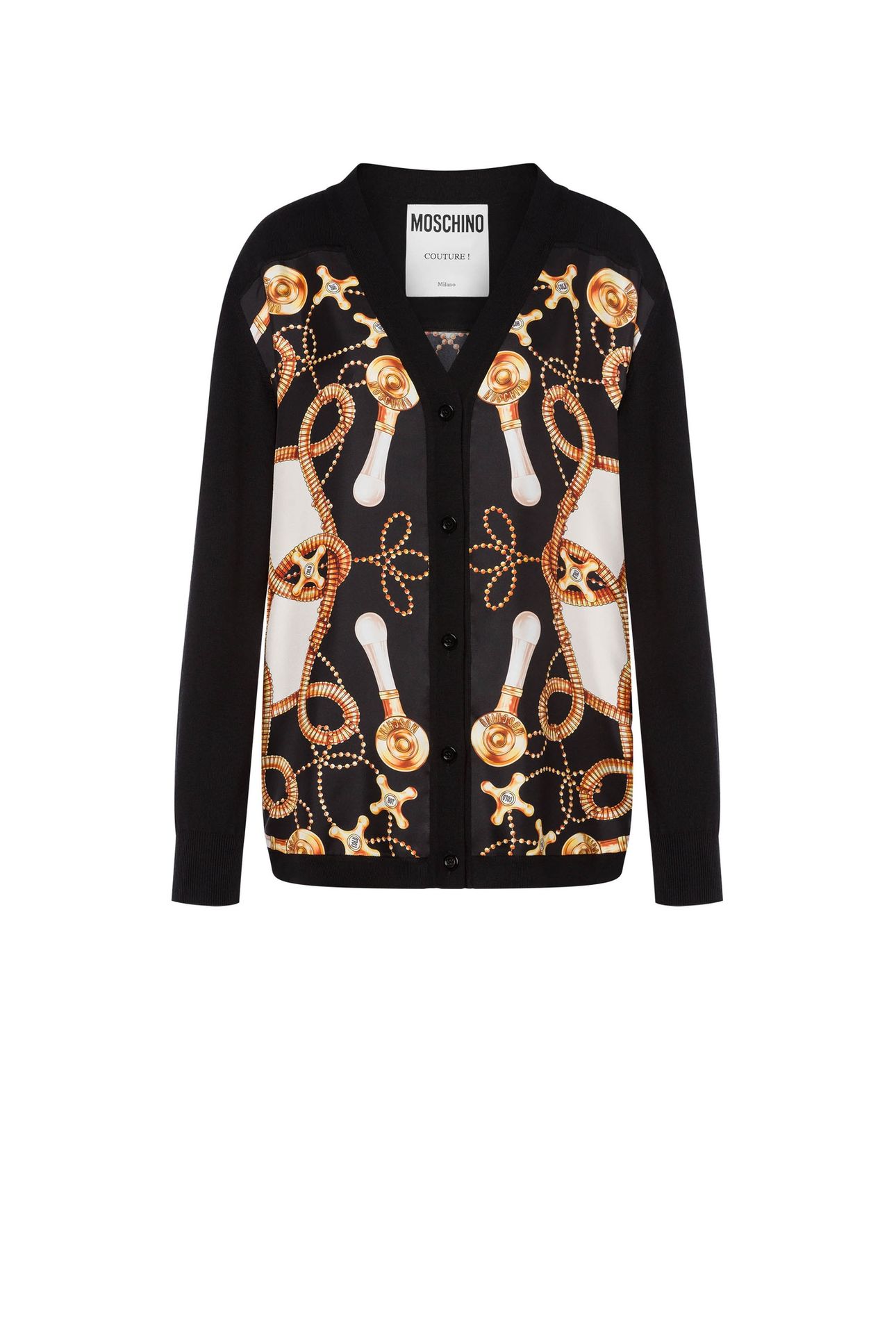 WOOL AND SILK CARDIGAN FAUCETS PRINT BLACK 3