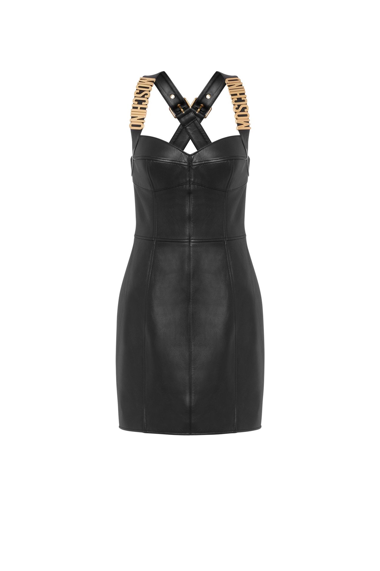 NAPPA LEATHER DRESS LETTERING STRAPS BLACK 3